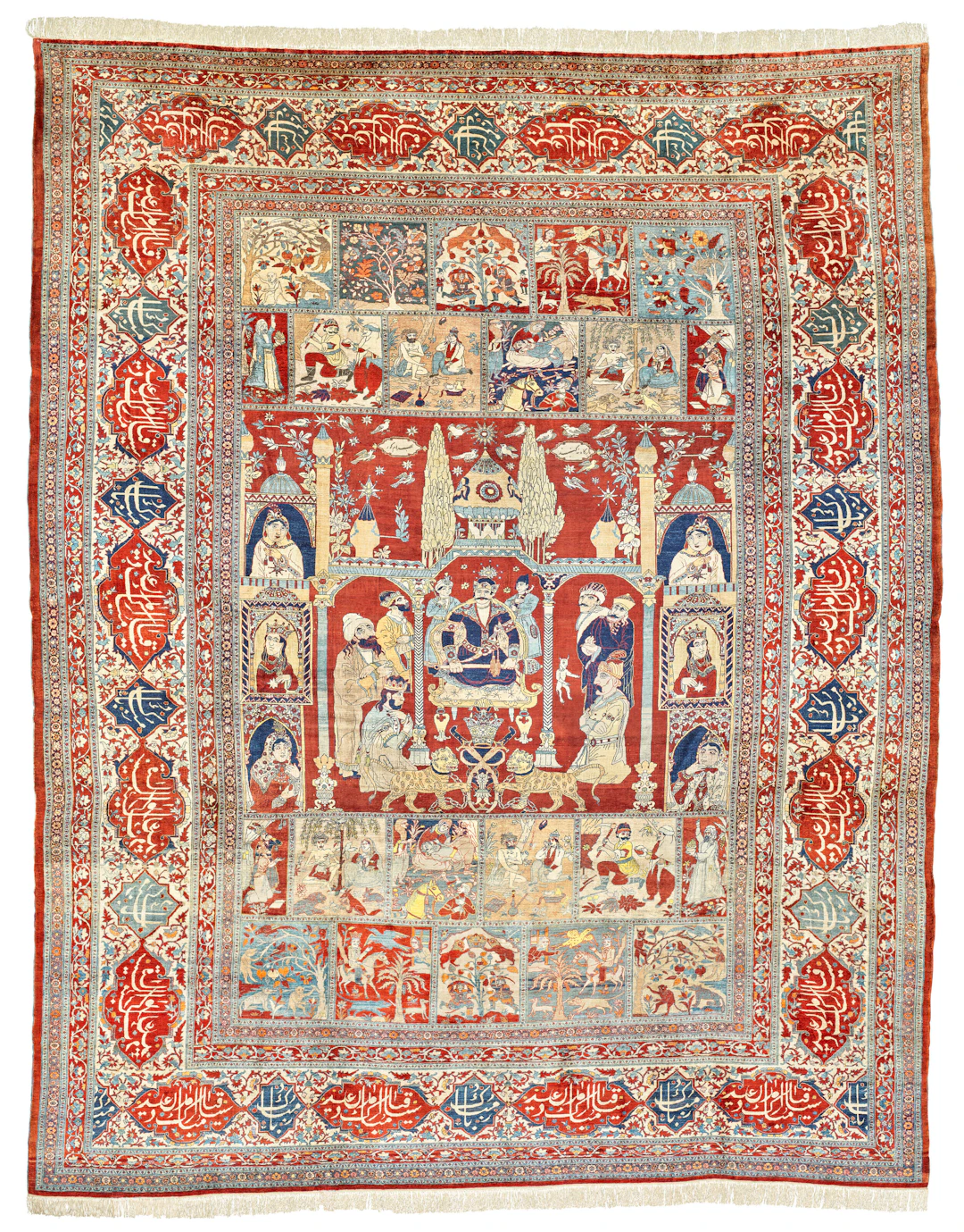 A Pictorial Silk Heriz Carpet