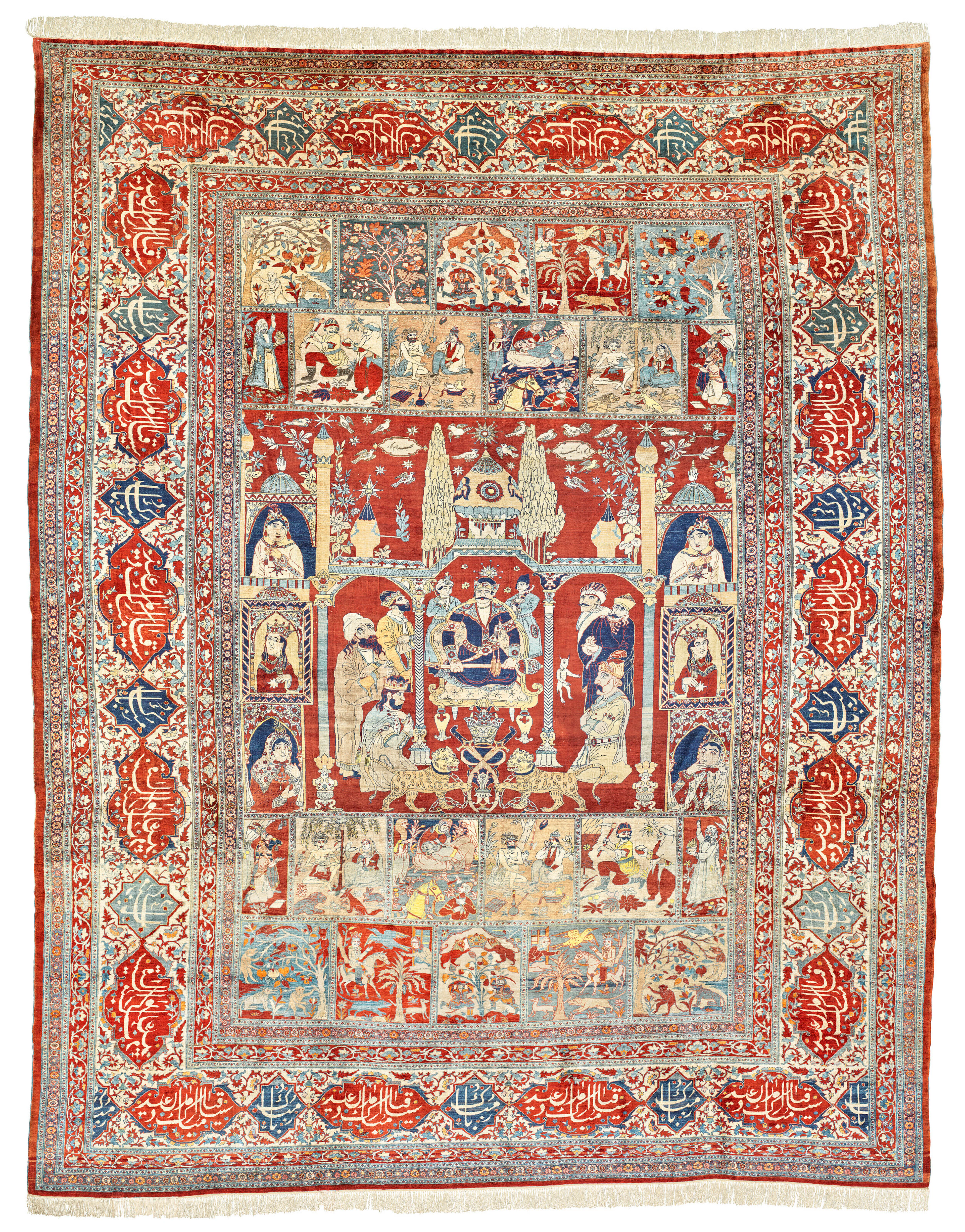 A Pictorial Silk Heriz Carpet