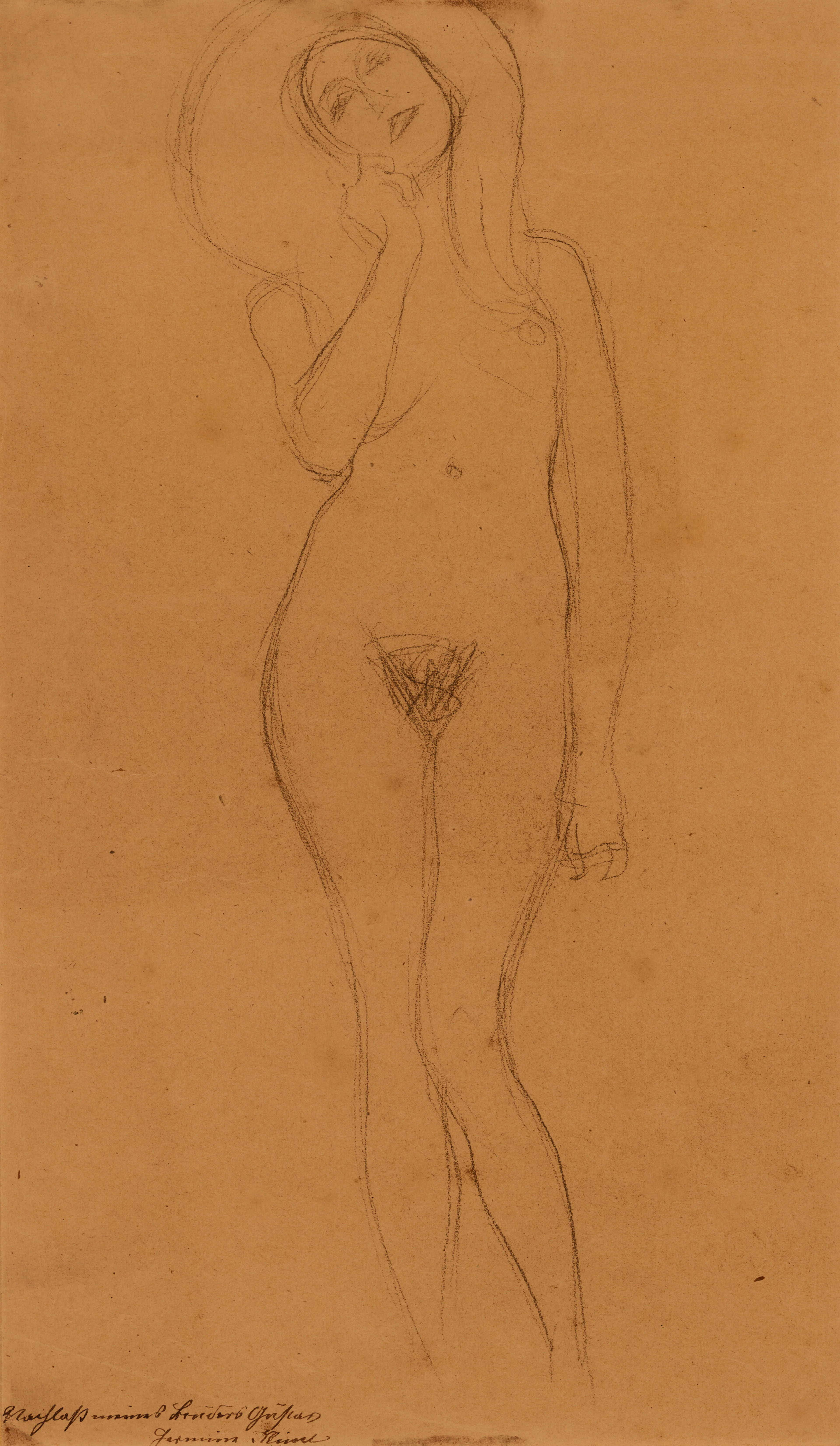 GUSTAV KLIMT (1862-1918) Stehender Frauenakt mit erhobenem rechtem