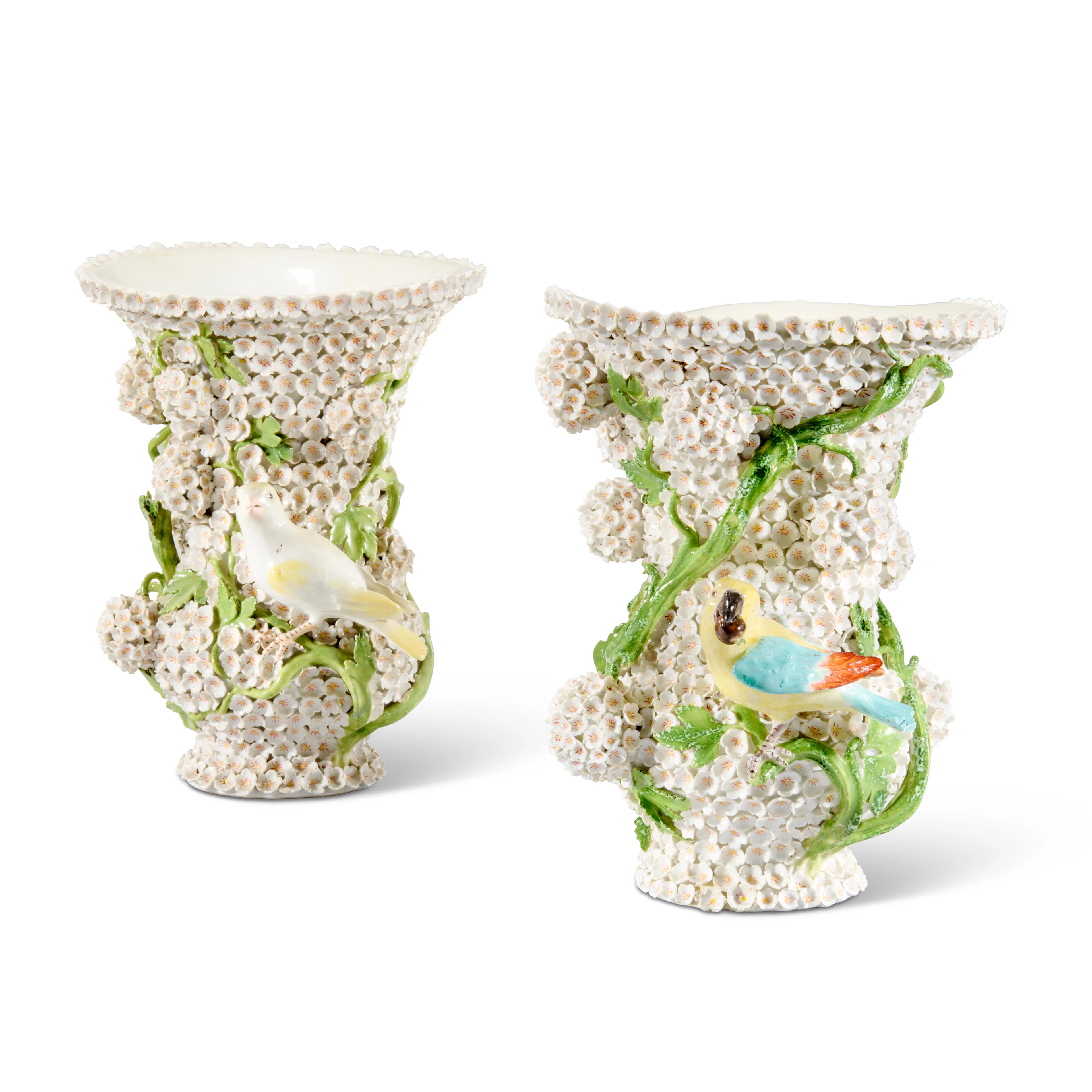 Two Meissen Porcelain 'Schneeballen' Flared Beaker-Vases
