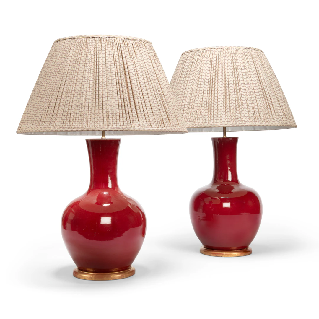 A Pair of Chinese Sang-De-Boeuf Lamps