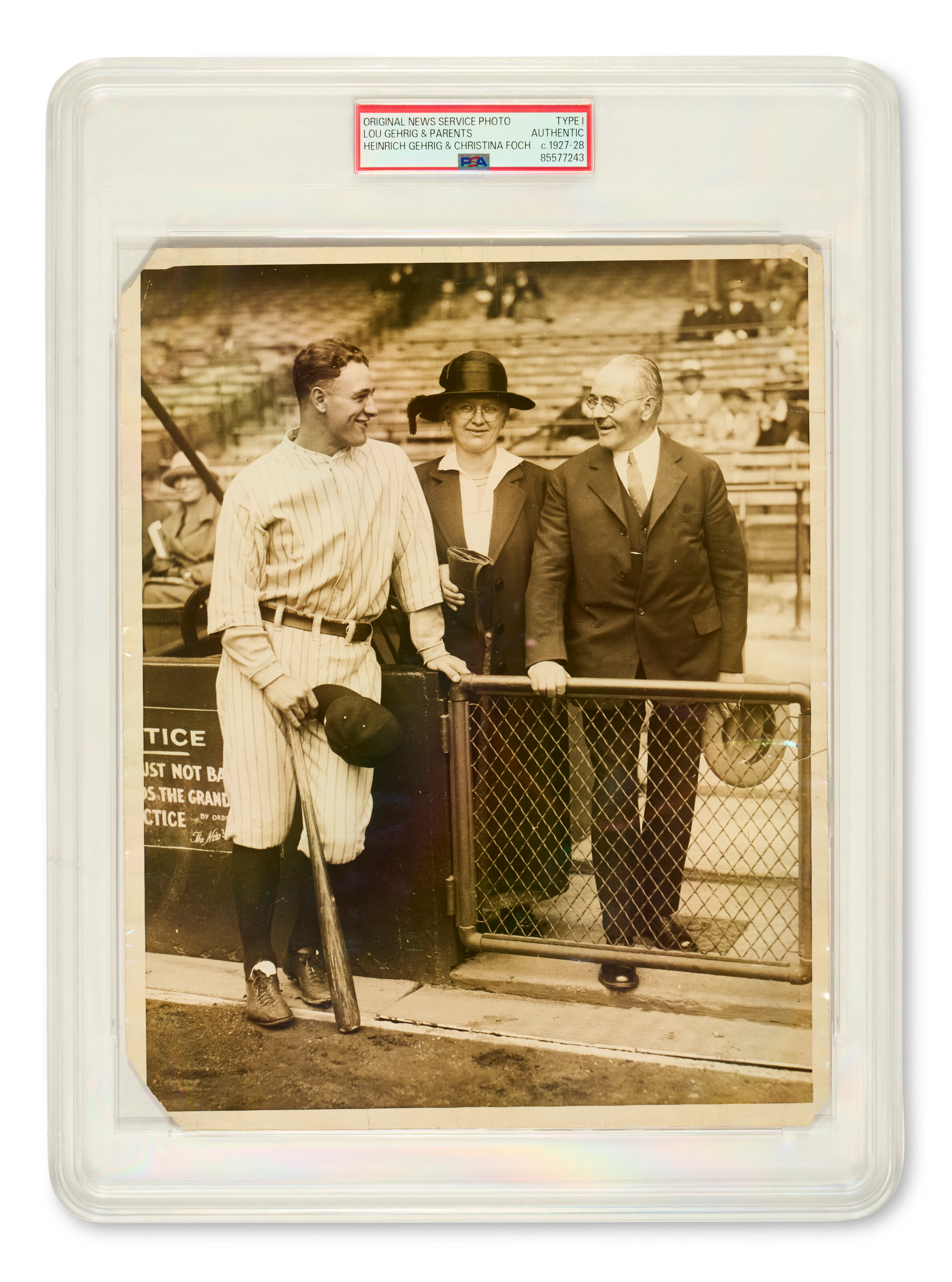 LOU GEHRIG AND PARENTS AT YANKEE STADIUM PHOTOGRAPH (PSA/DNA "TYPE I")