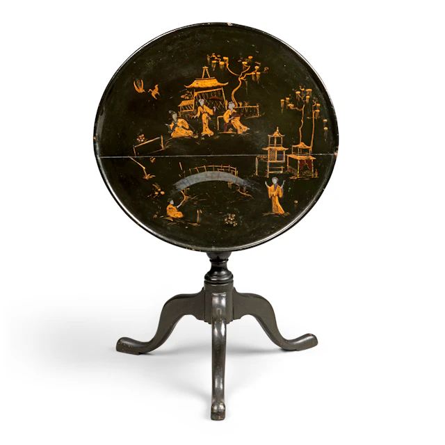 A George Iii Black-And-Gilt Japanned Oak Tripod Table