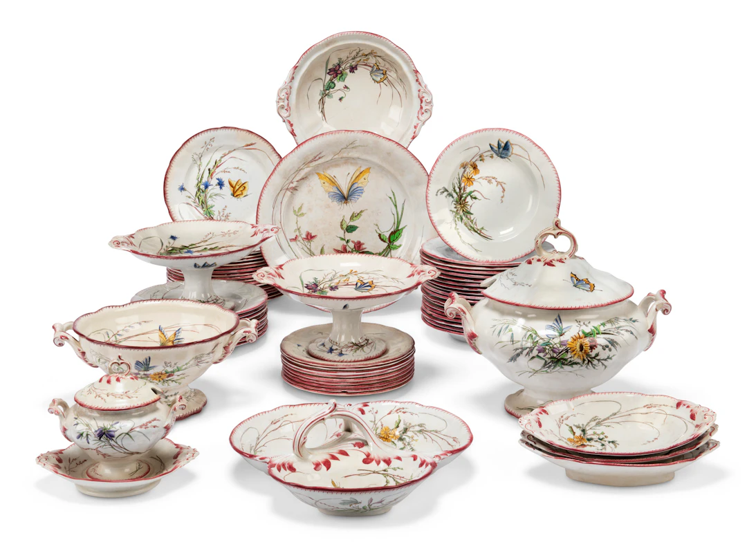 A Sarreguemines Faience ‘Papillon’ Part Dinner-Service