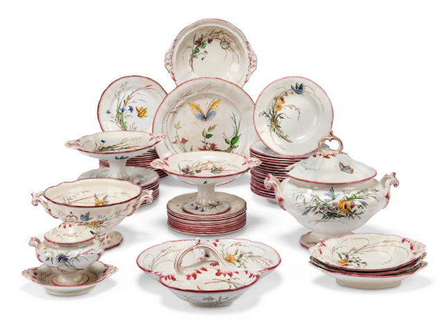 A Sarreguemines Faience ‘Papillon’ Part Dinner-Service