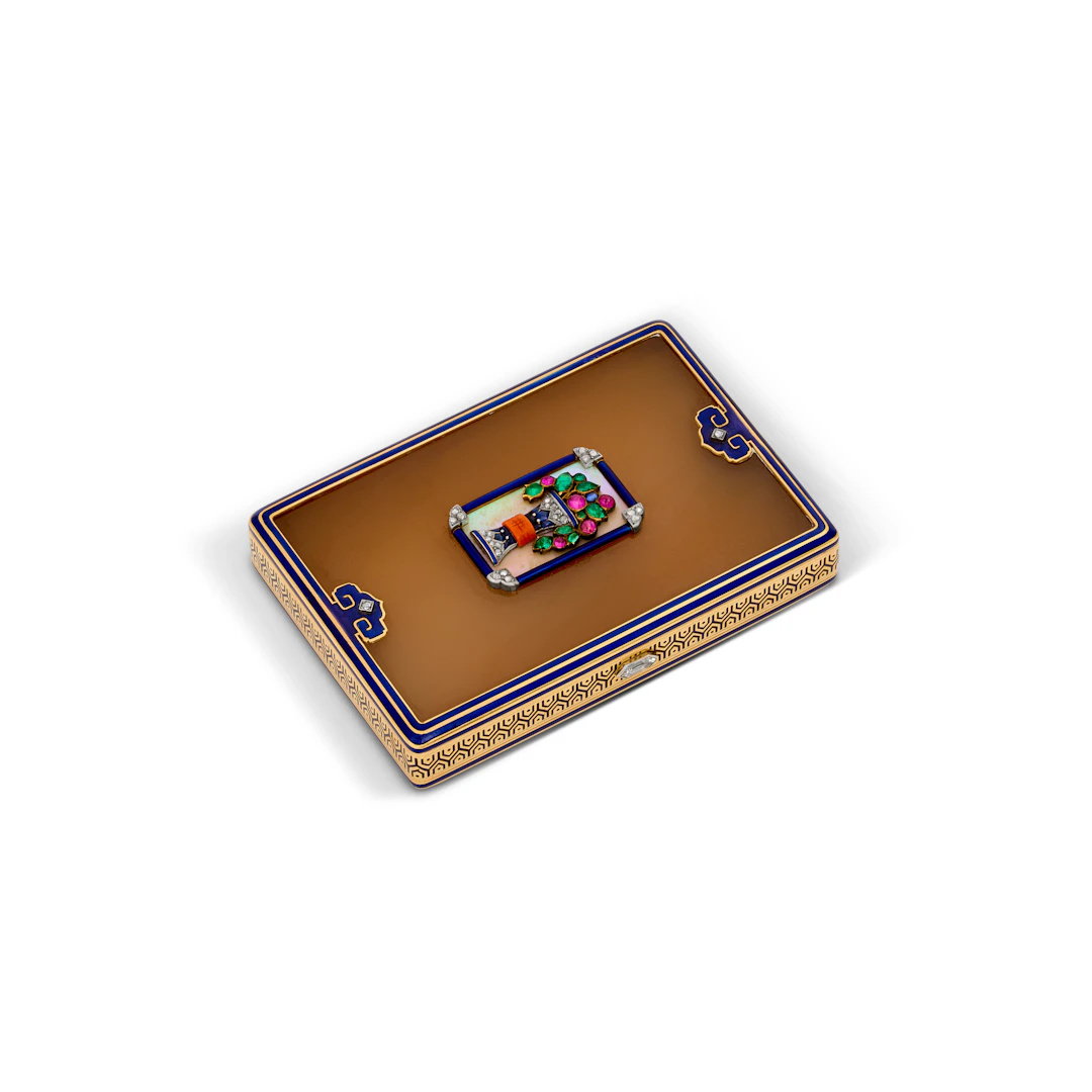 Cartier Art Deco Multi-Gem and Enamel Cigarette Case