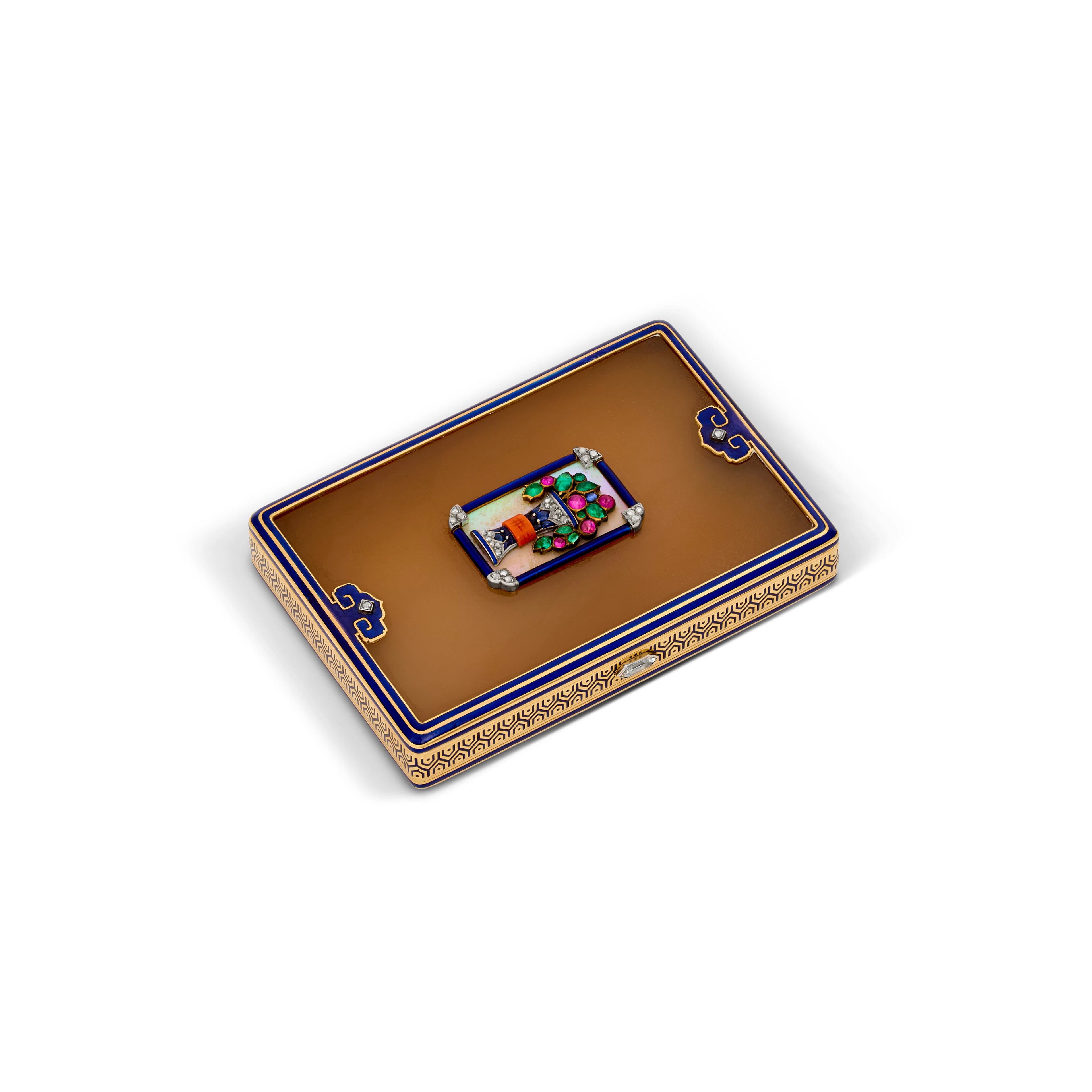 Cartier Art Deco Multi-Gem and Enamel Cigarette Case