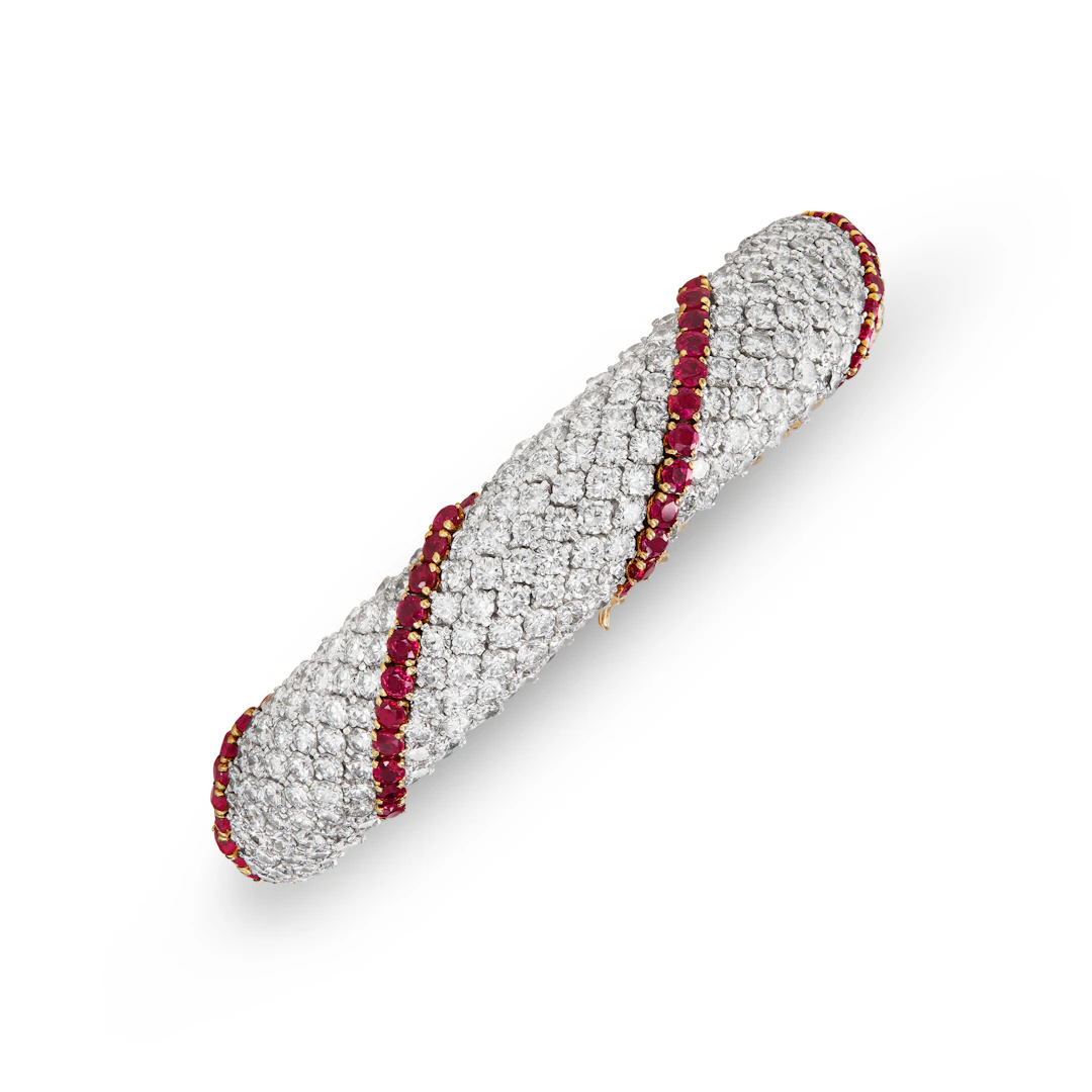 Paul Flato Diamond and Ruby Bracelet