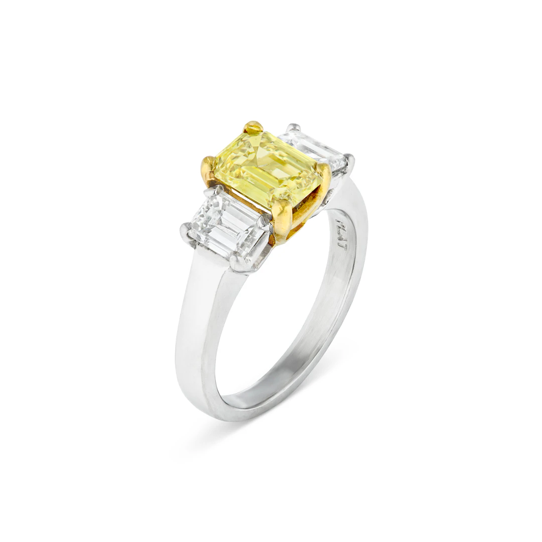 Colored Diamond and Diamond Ring