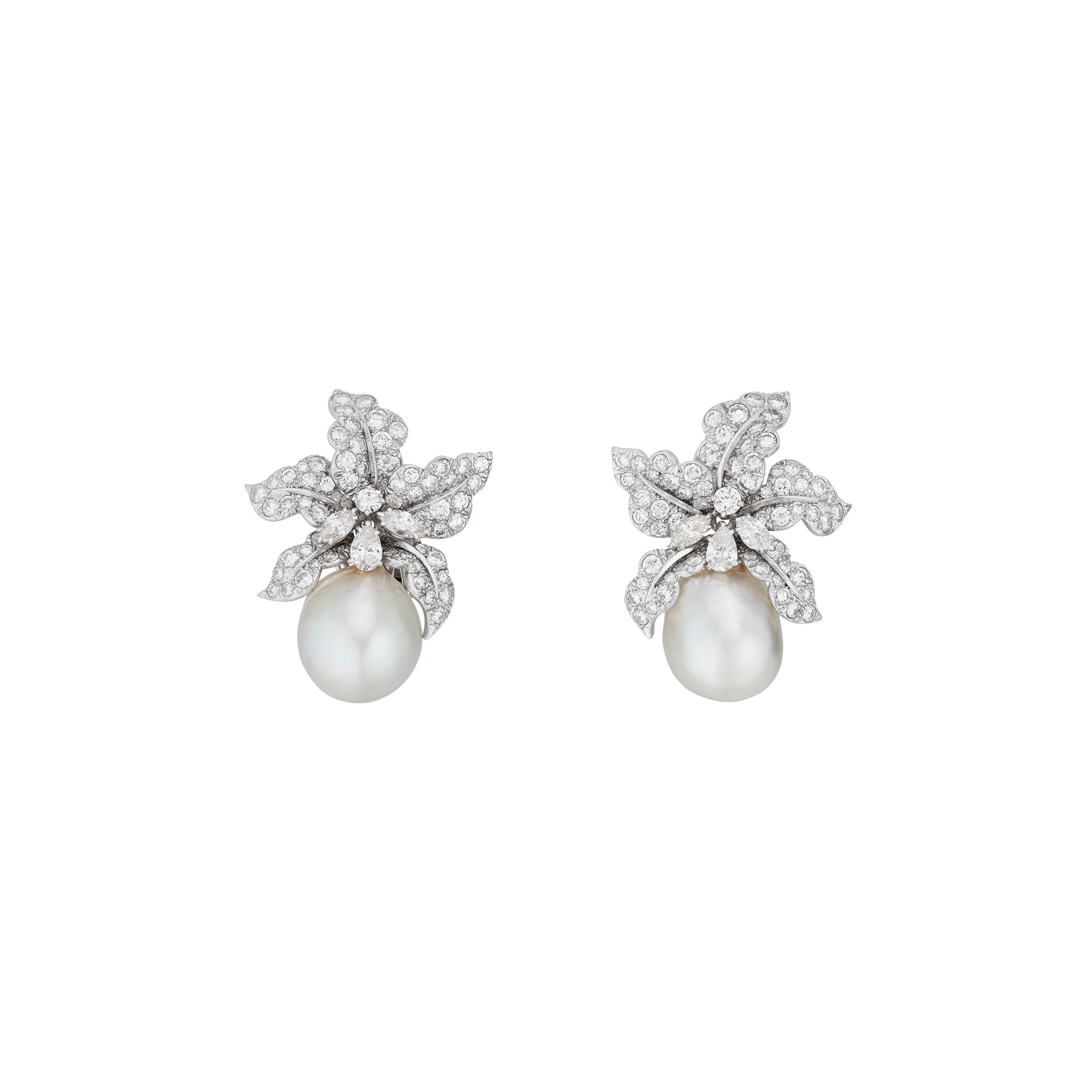 David Webb Cultured Pearl and Diamond Earrings