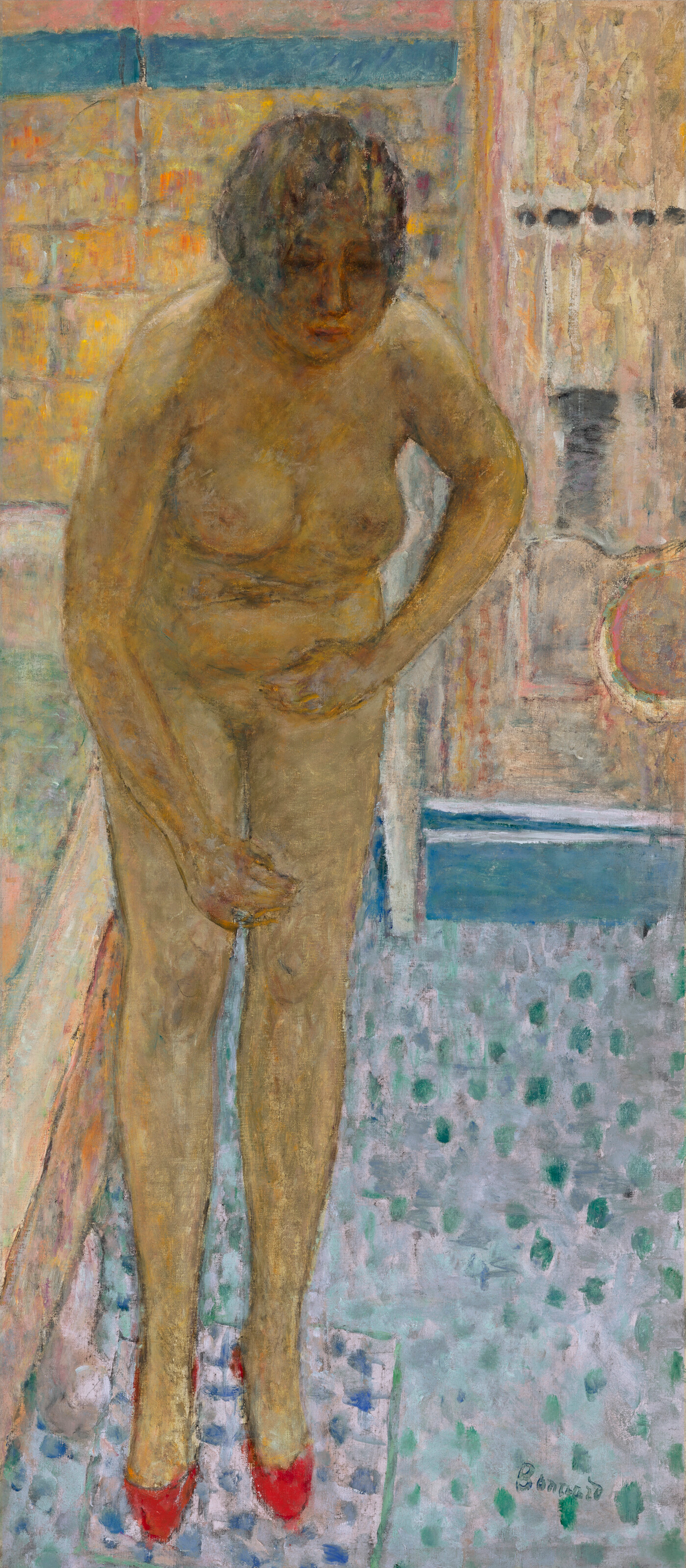 PIERRE BONNARD (1867-1947) Nu aux babouches rouges
