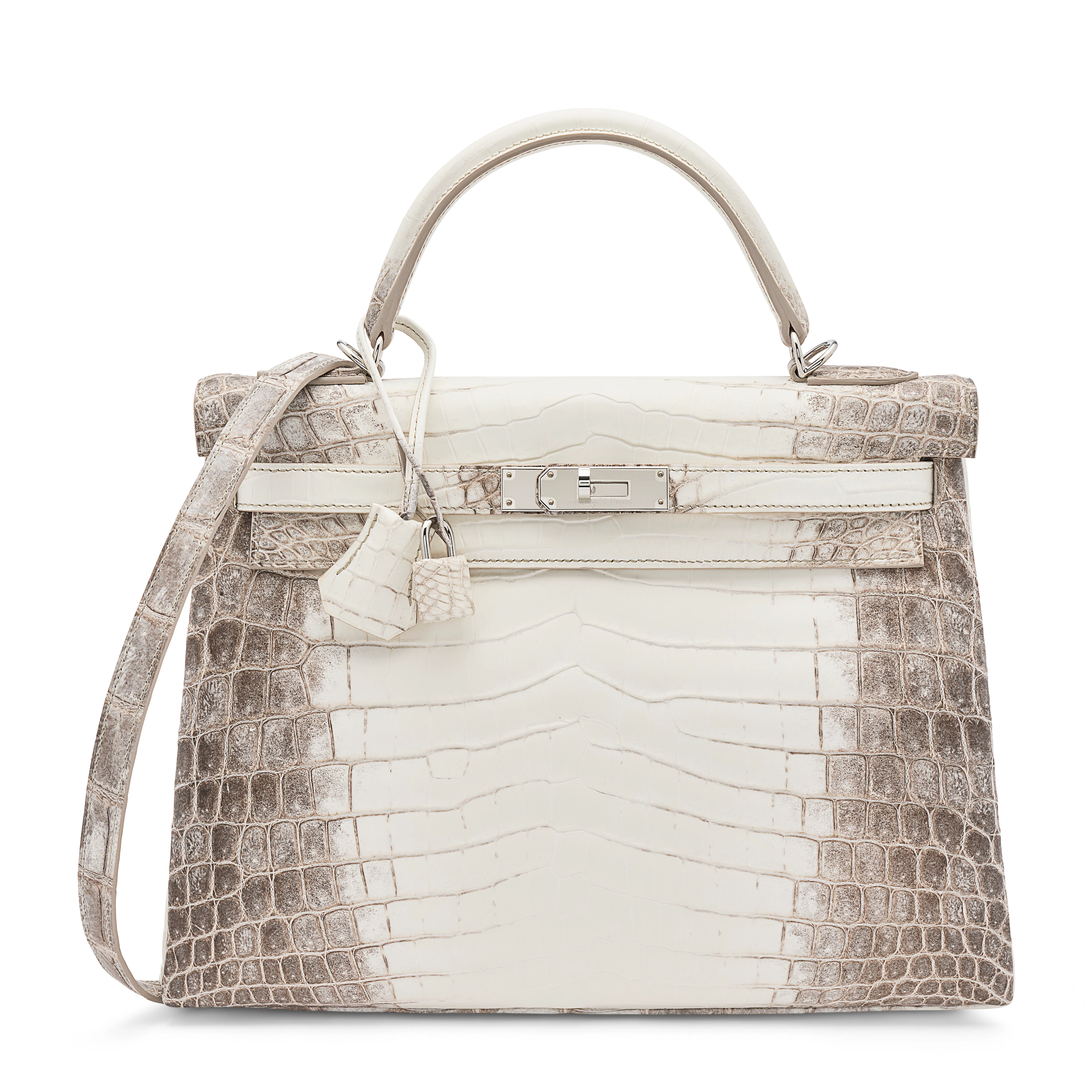 A RARE, MATTE WHITE HIMALAYA NILOTICUS CROCODILE RETOURNÉ KELLY 32
