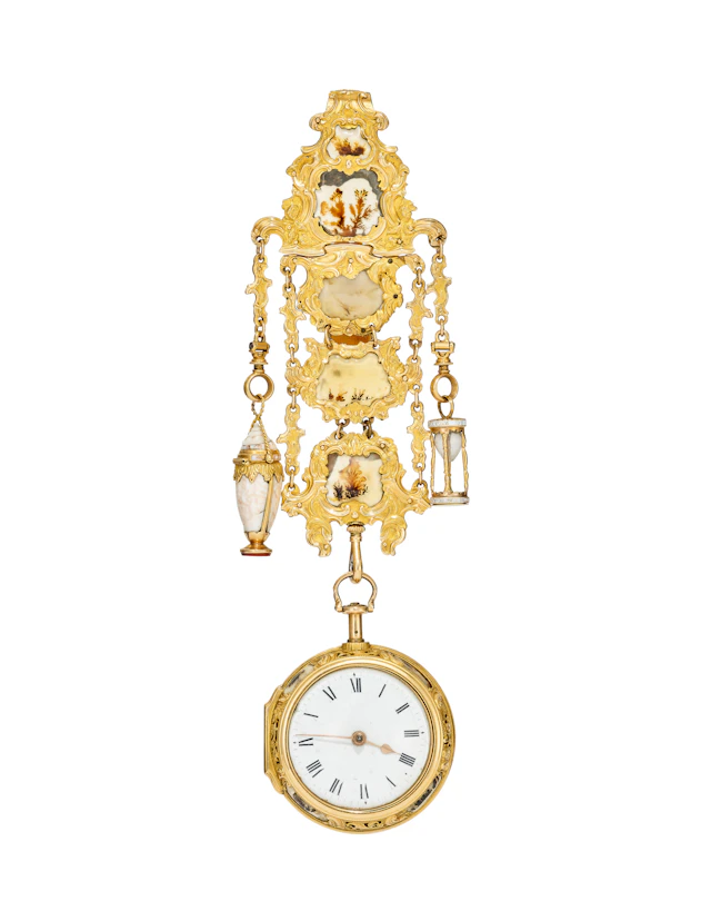 A George Ii Agate-Mounted Gold and Gilt Metal Chatelaine and Pocket Watch