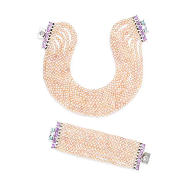 Set of Cultured Pearl, Topaz and Amethyst Jewellery