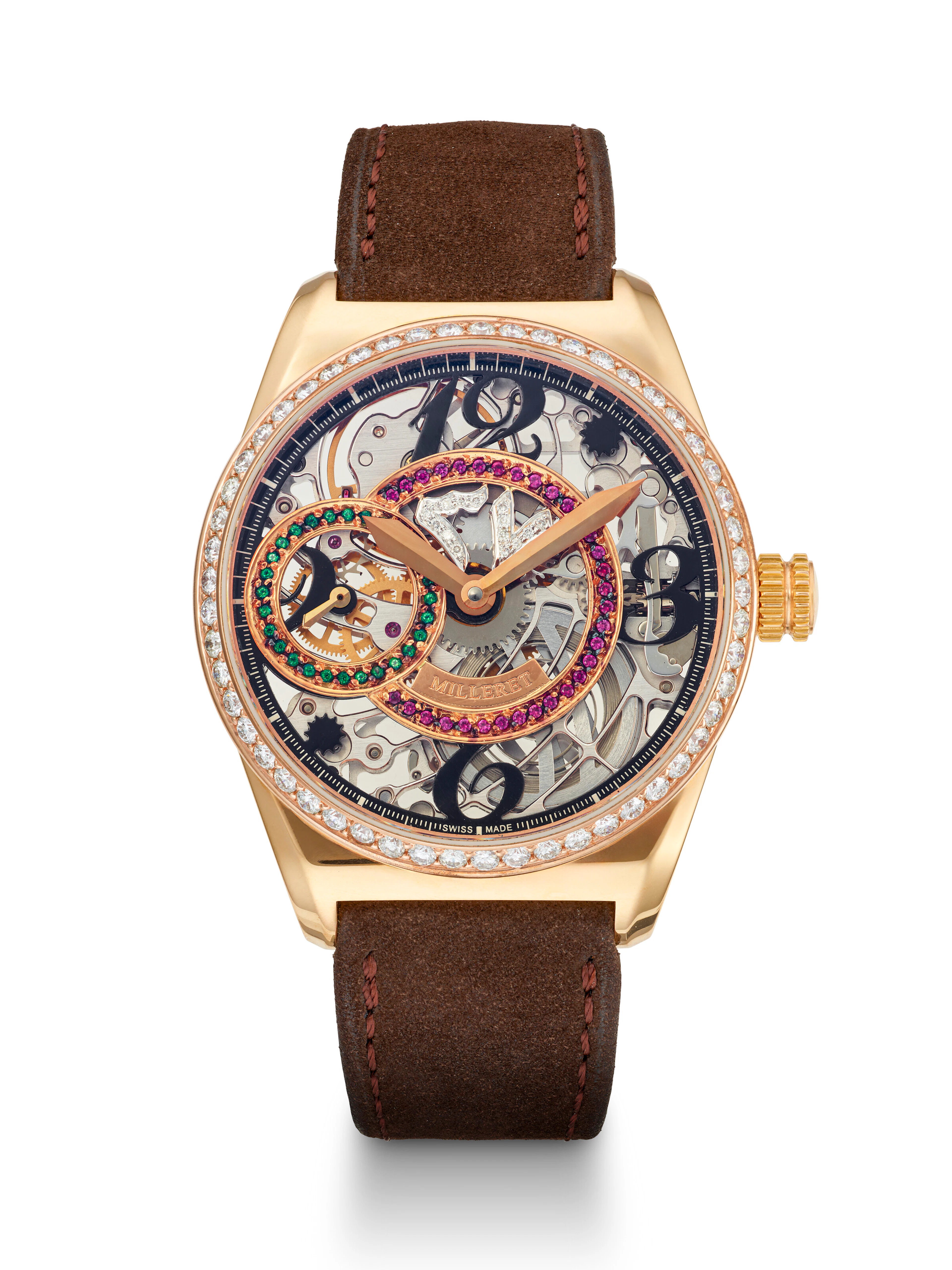 Milleret, Limited Edition Pink Gold, Diamond and Multi-Colored Sapphire-Set