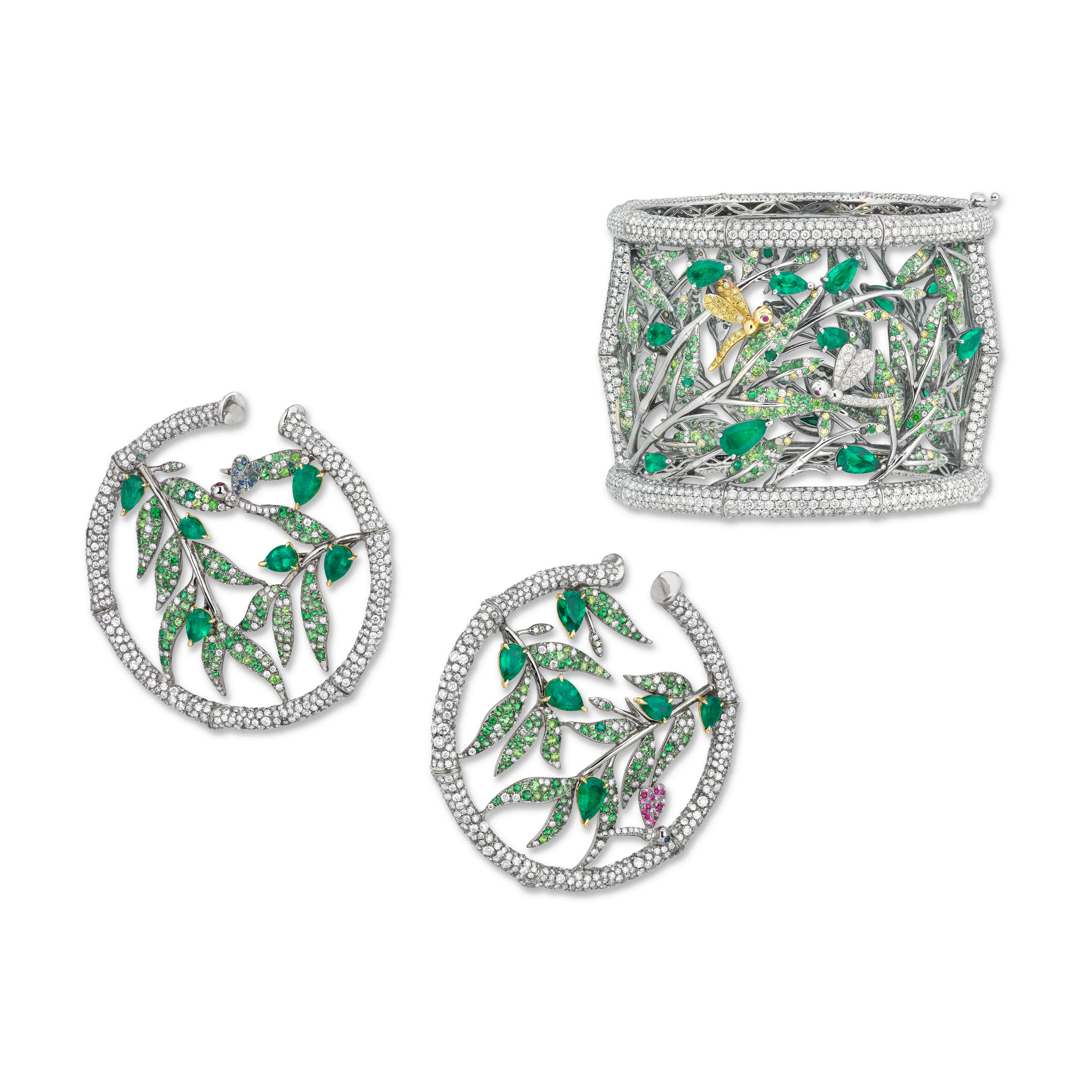 ANNA HU SET OF MULTI-GEM 'SUMMER BAMBOO' JEWELLERY