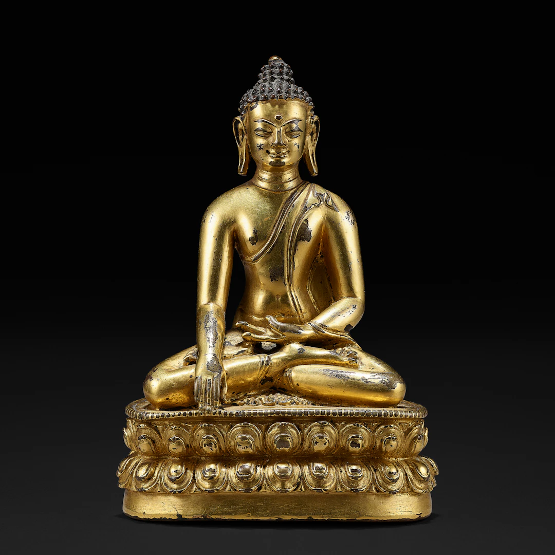 A Gilt Copper Alloy Figure of Shakyamuni Buddha