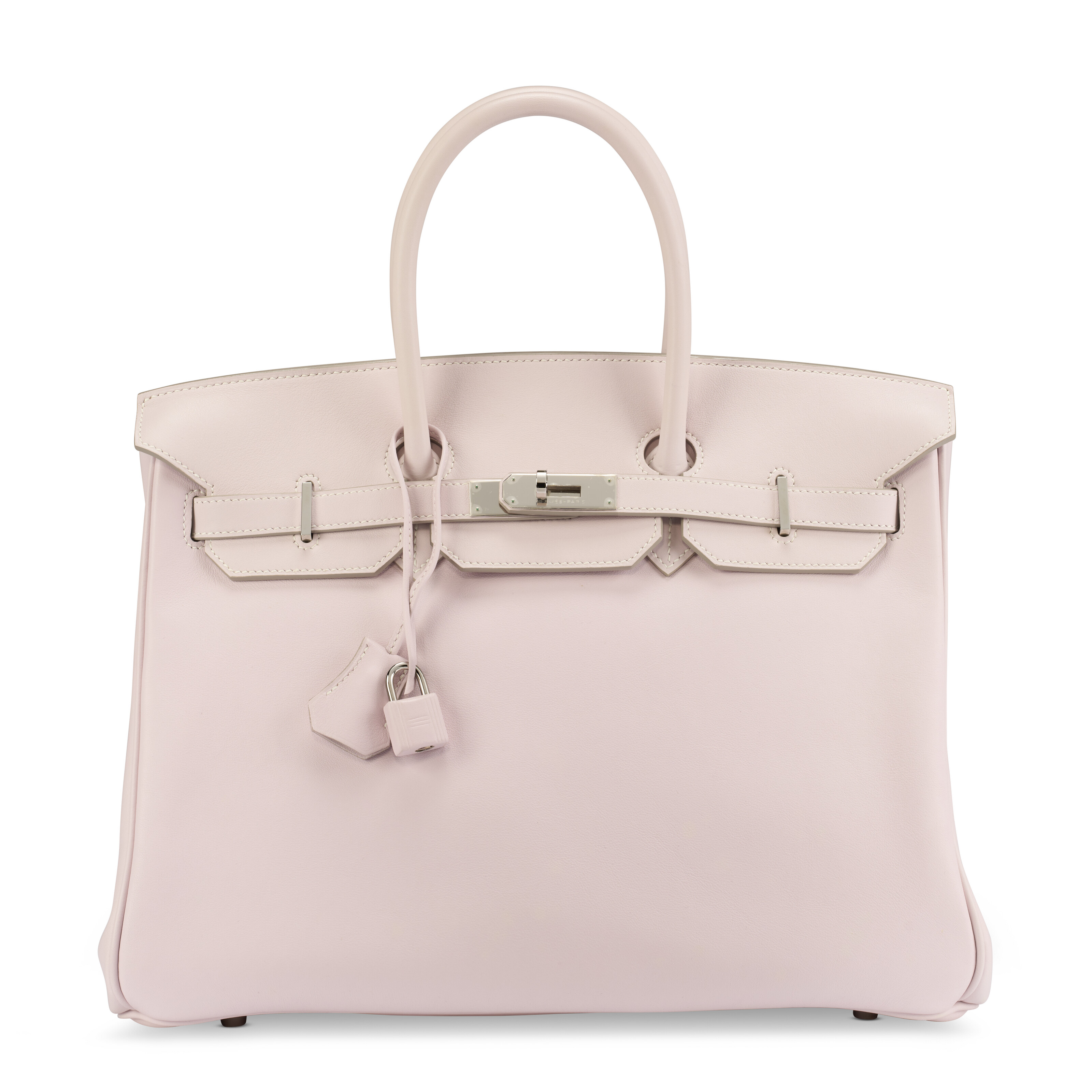 A Rose Dragée Swift Leather Birkin 35 & Bebop Pouch with Palladium Hardware