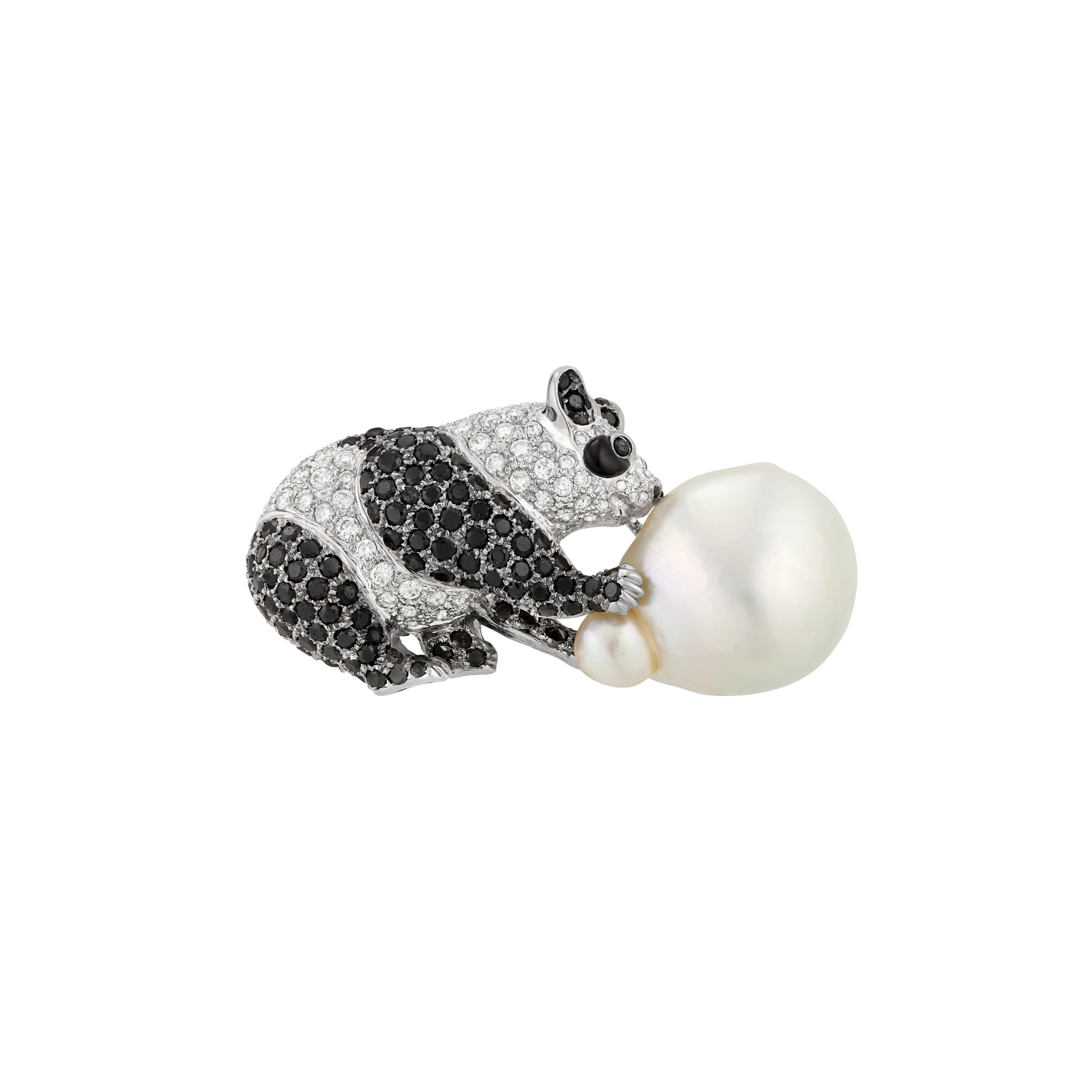 Multi-Gem, Colored Diamond and Diamond Panda Brooch
