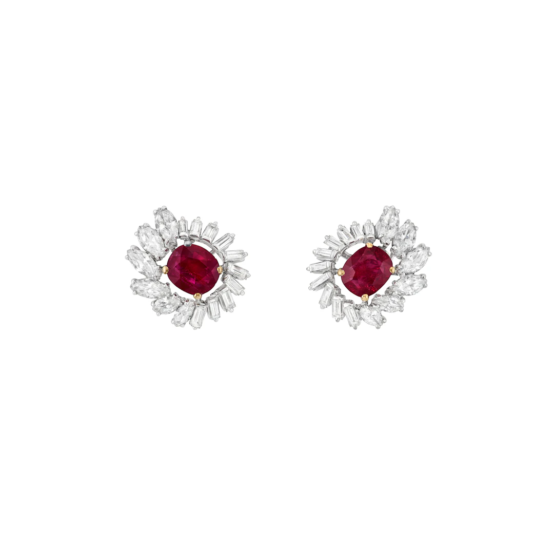 Harry Winston Ruby and Diamond Earrings