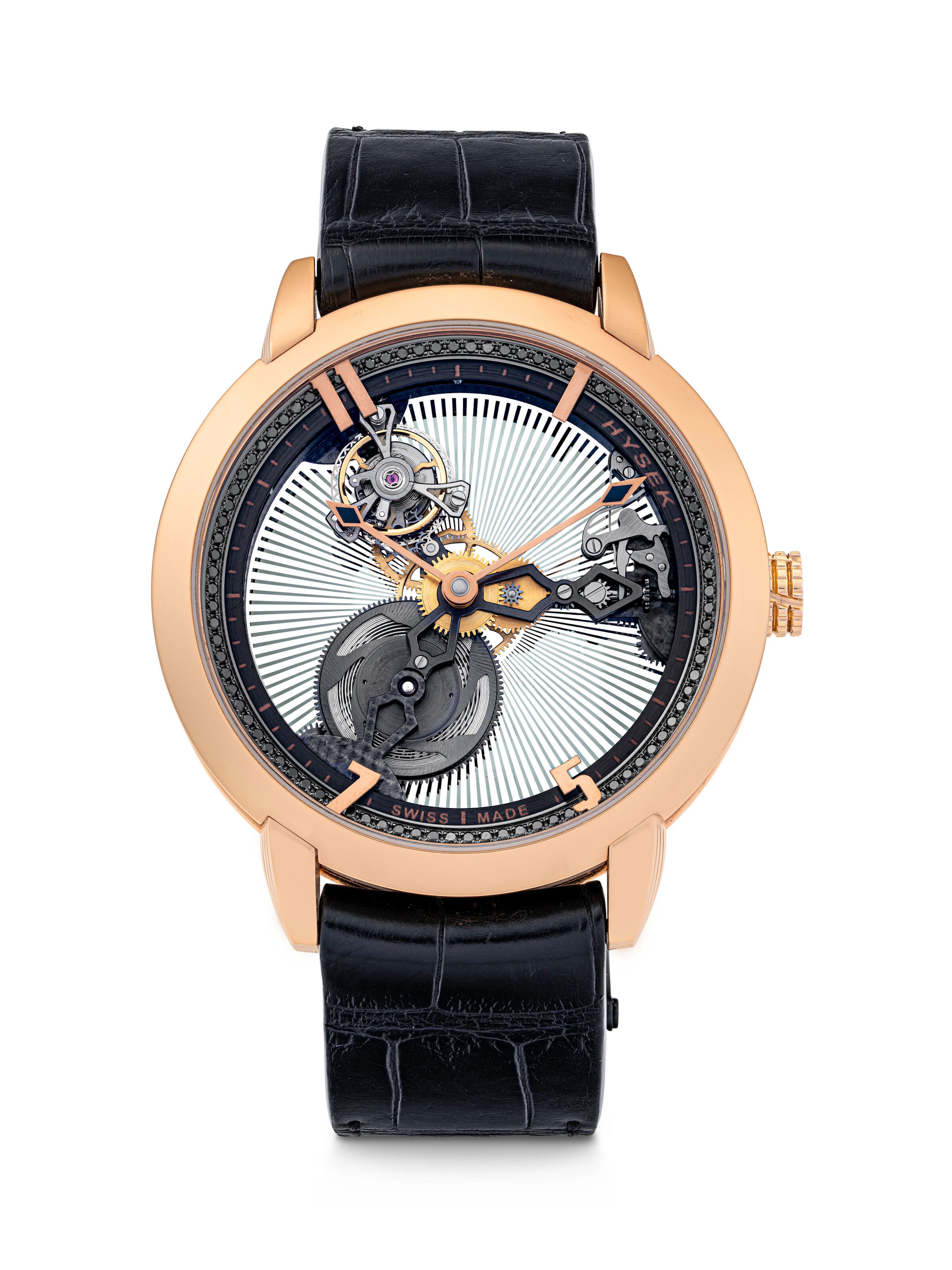 Hysek. An 18K Pink Gold and Black Gemstone-Set Tourbillon...
