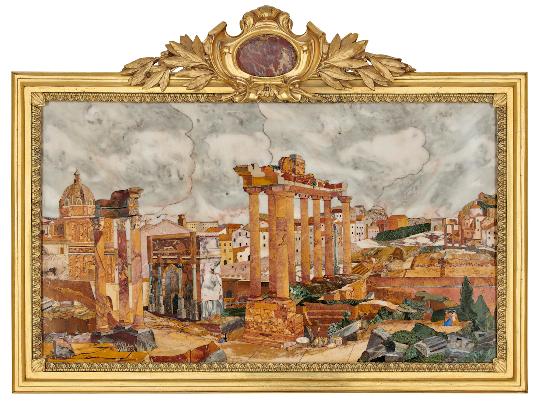 A Large Italian Pietra Dura Plaque