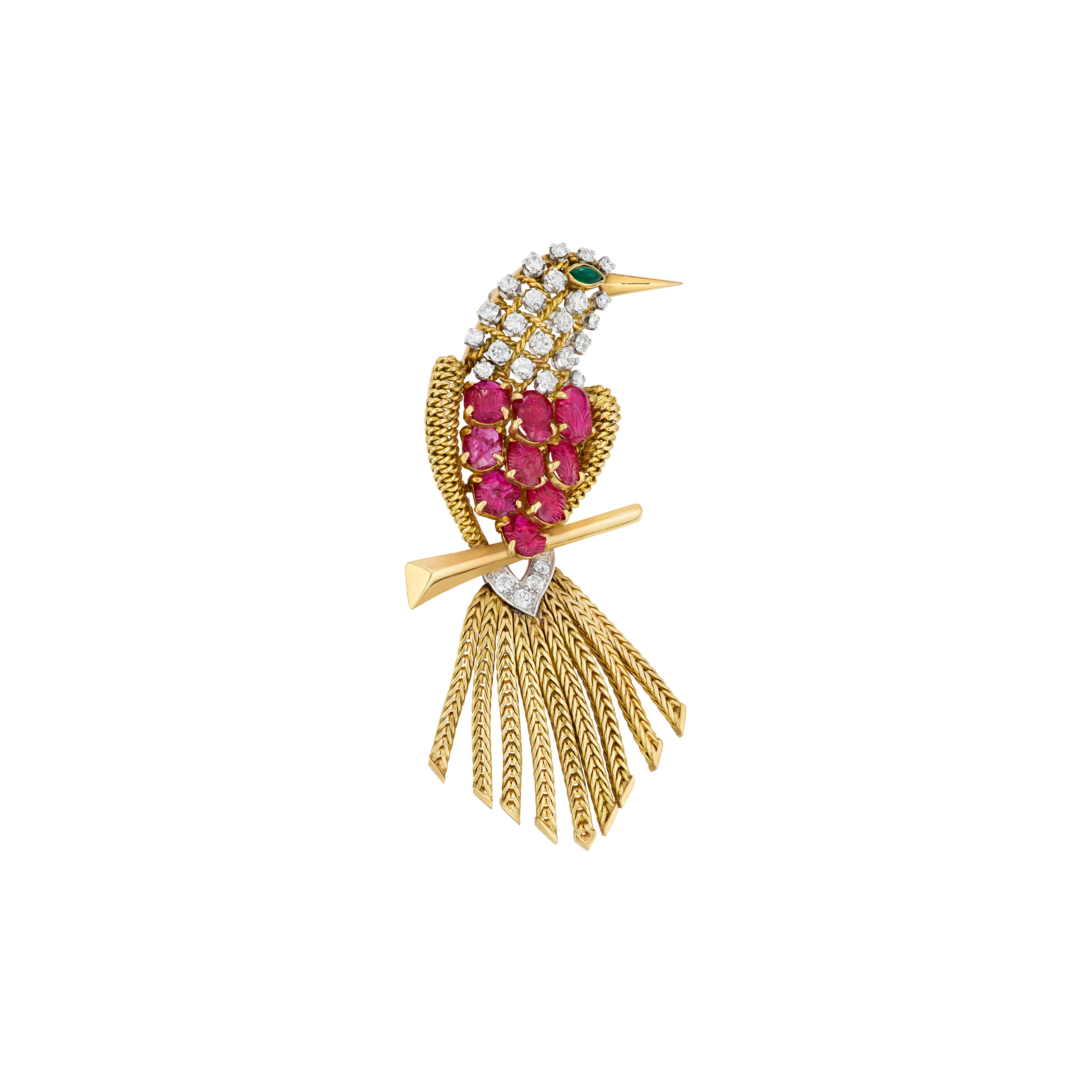 Cartier Ruby, Emerald, and Diamond Bird Brooch