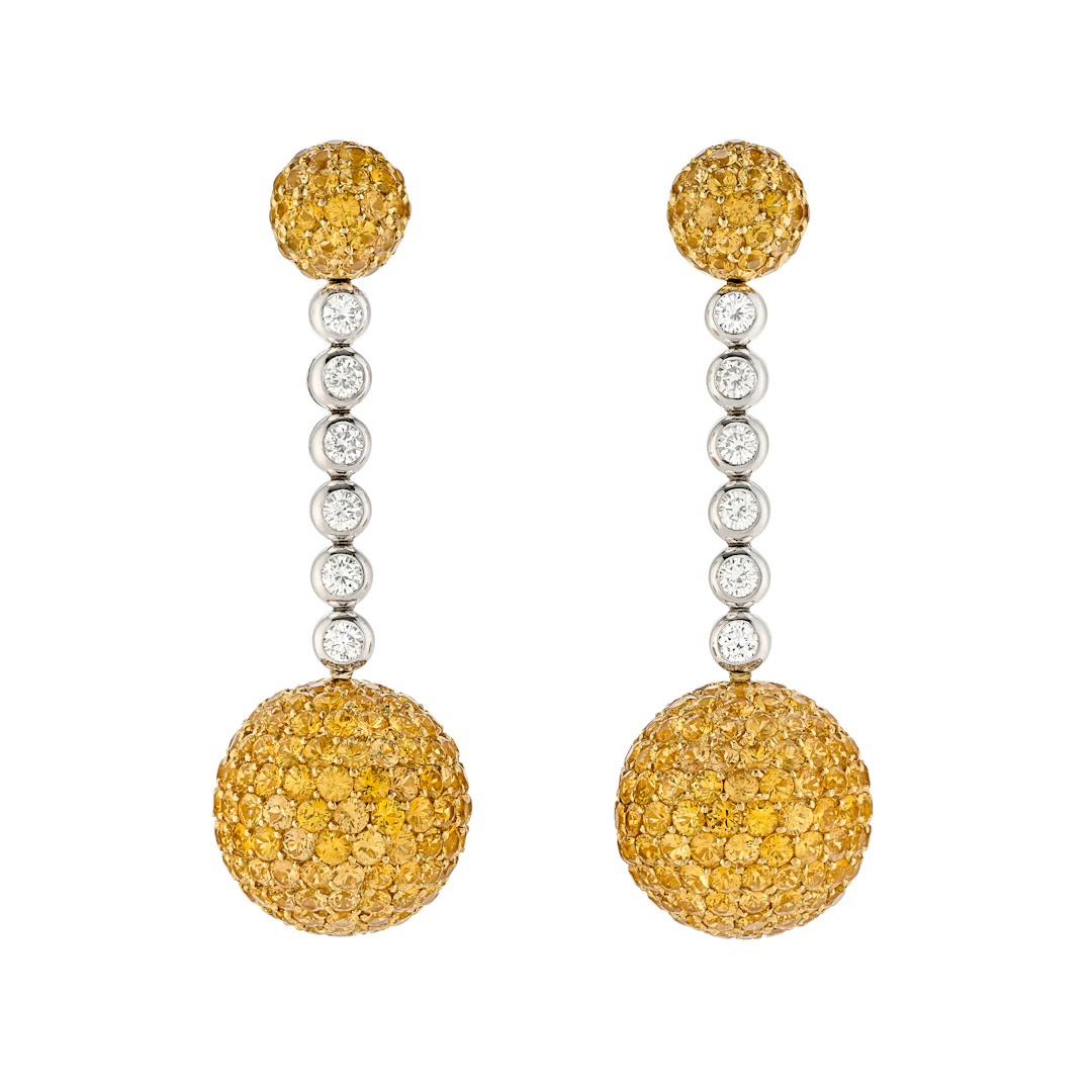 De Grisogono Pair of Coloured Sapphire and Diamond 'Boule' Earrings