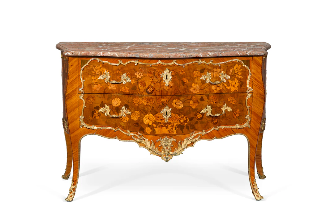 A French Ormolu-Mounted Tulipwood and Marquetry Commode