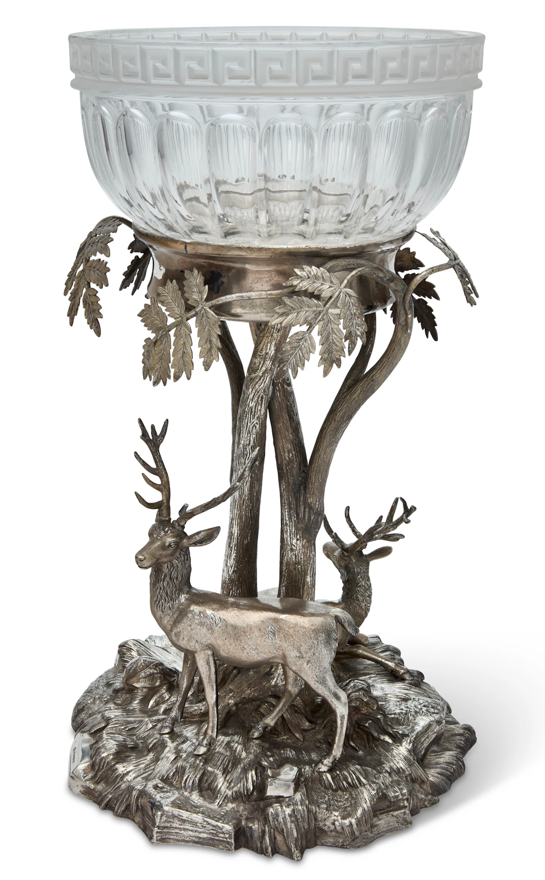 A Victorian Silver-Plate and Cut Glass Centerpiece