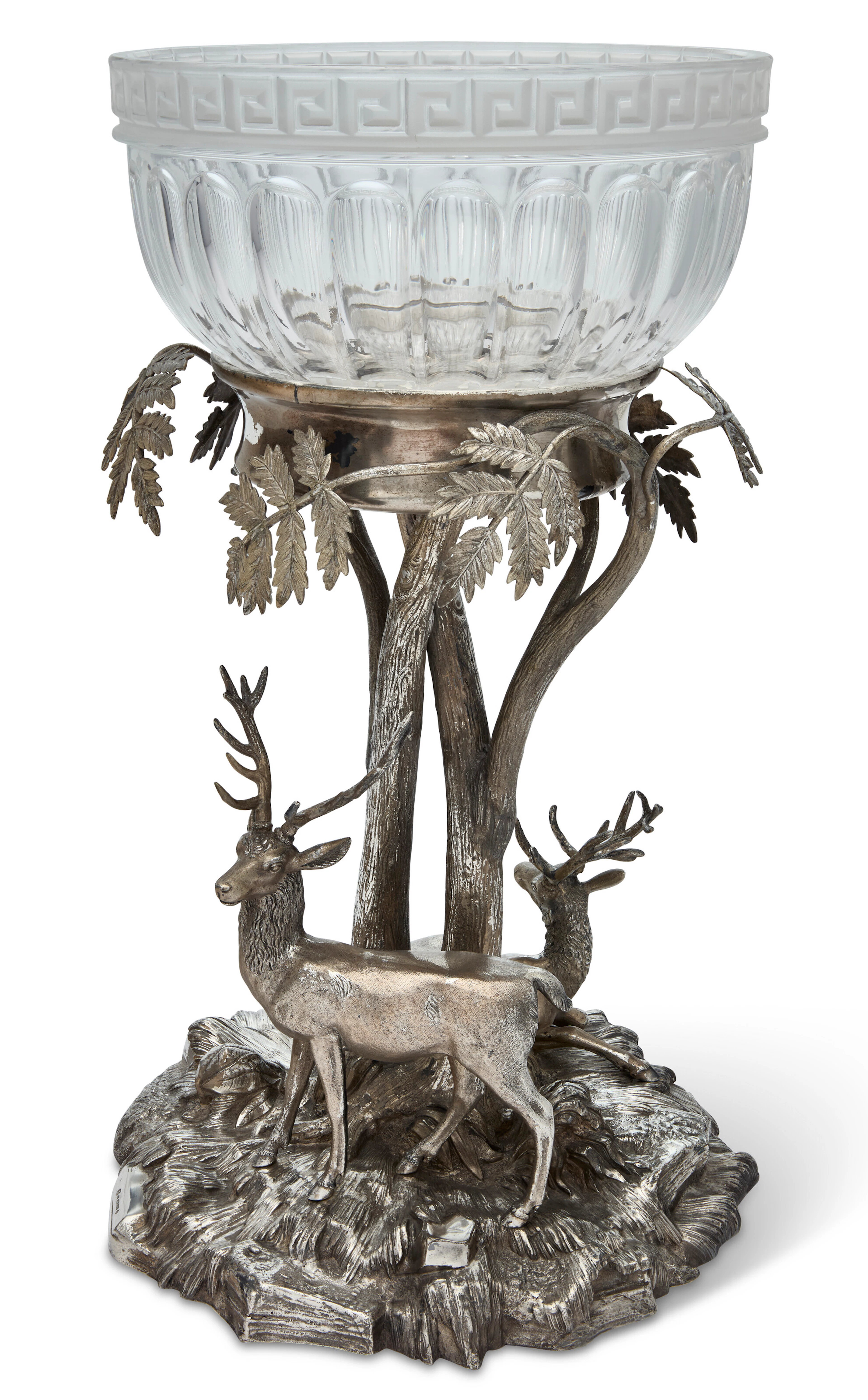 A Victorian Silver-Plate and Cut Glass Centerpiece