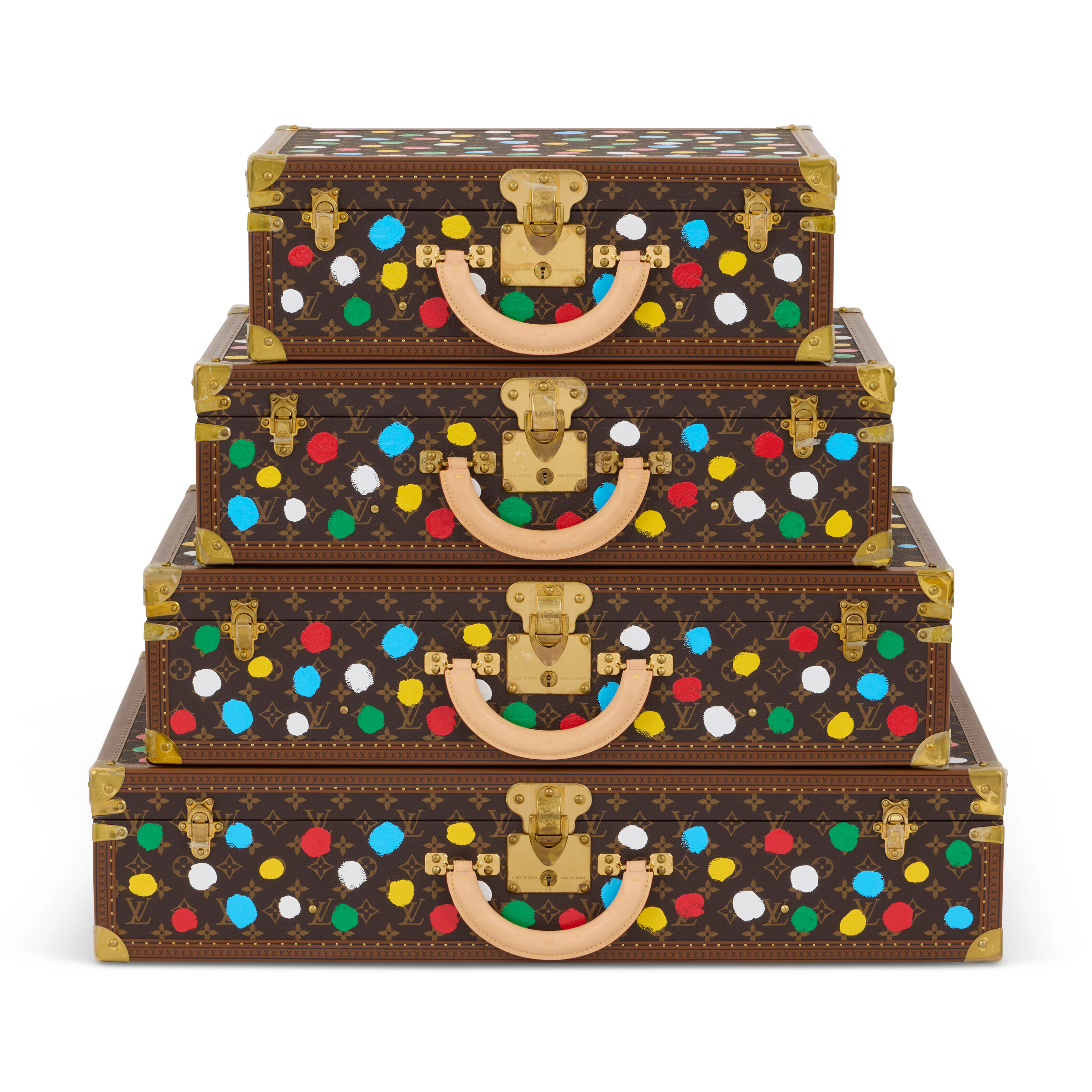 A LIMITED EDITION CLASSIC MONOGRAM & MULTICOLOR DOTS PYRAMID SET OF