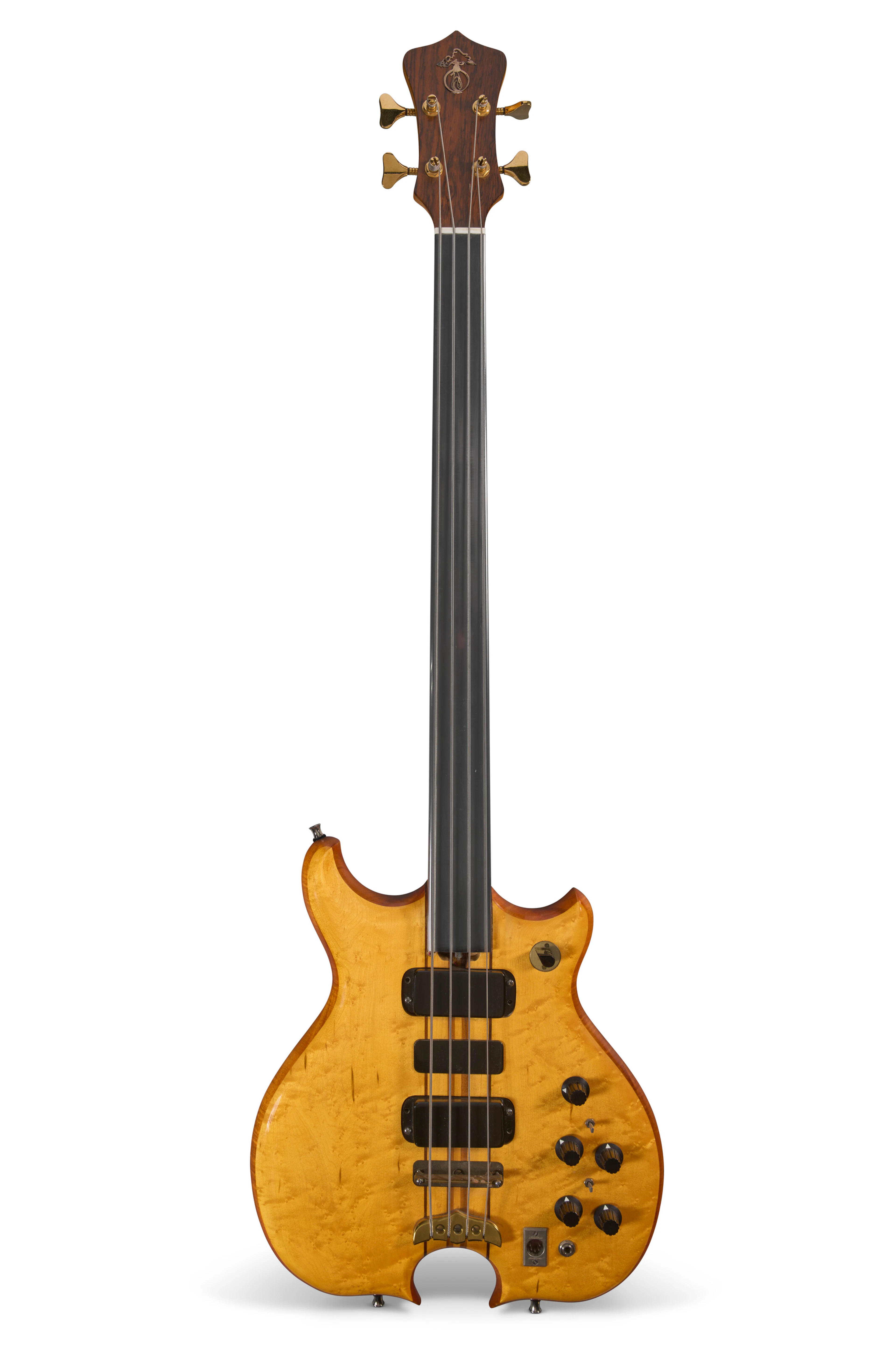 JOHN MCVIE: A CUSTOM ALEMBIC FRETLESS BASS GUITAR, USED TO RECORD
