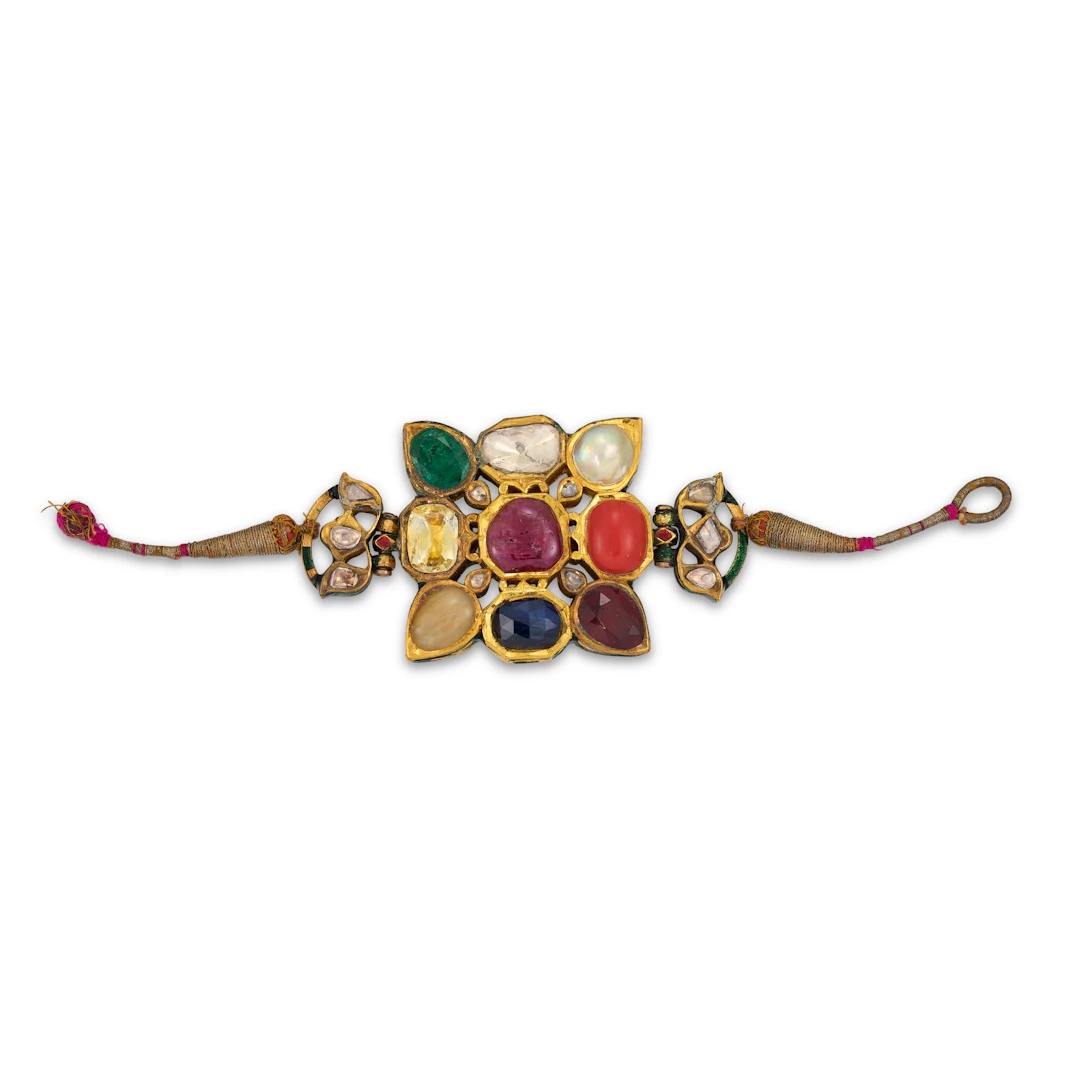 A Gem-Set Gold Navaratna Bazuband