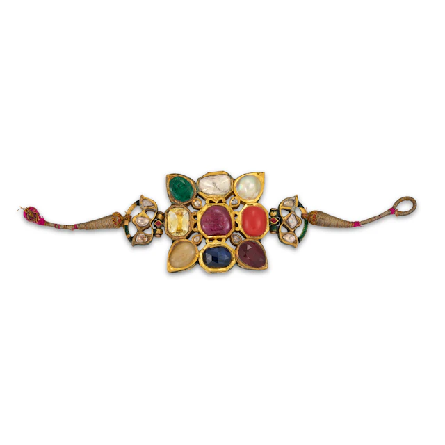 A Gem-Set Gold Navaratna Bazuband