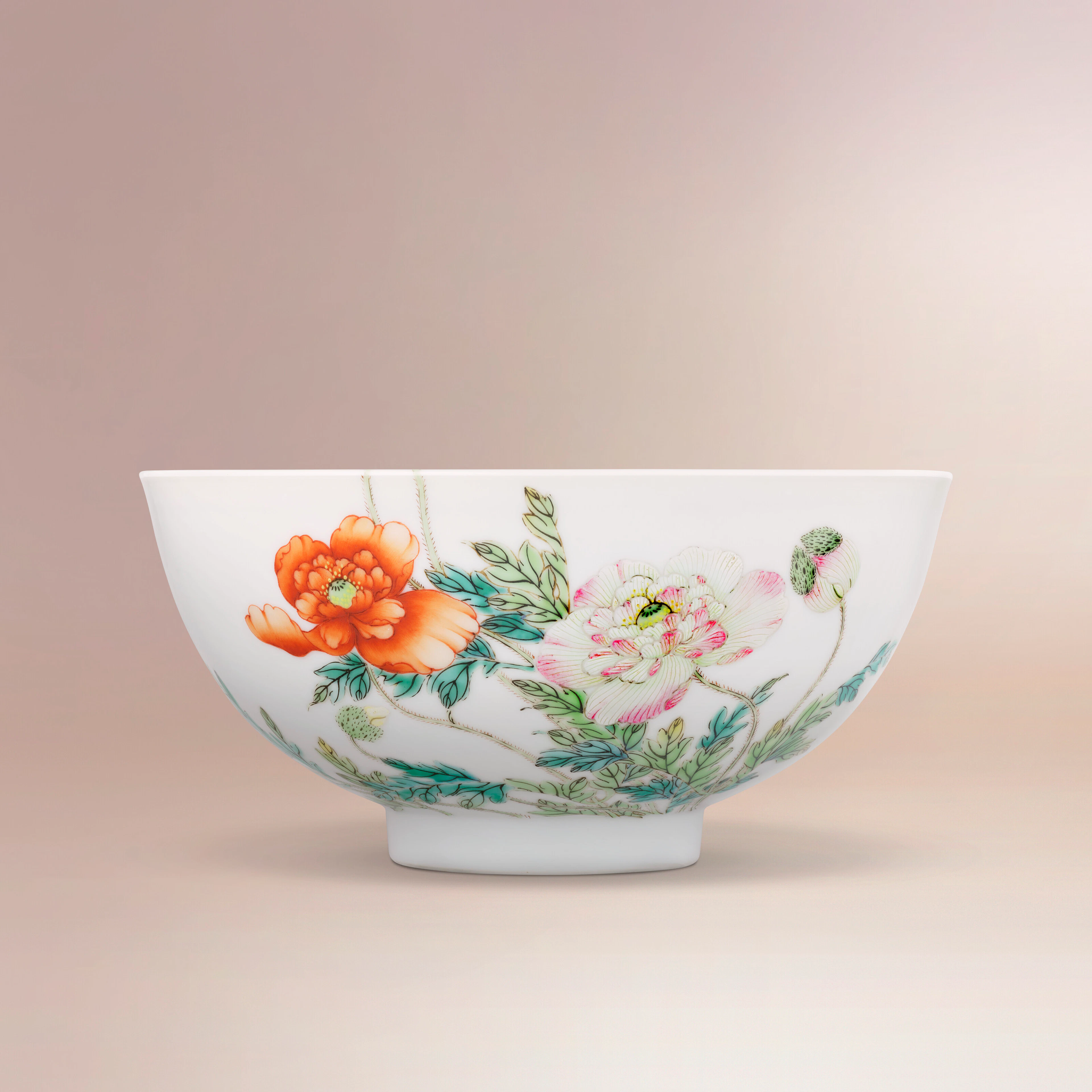 A FINE AND EXTREMELY RARE YANGCAI ‘POPPY’ BOWL