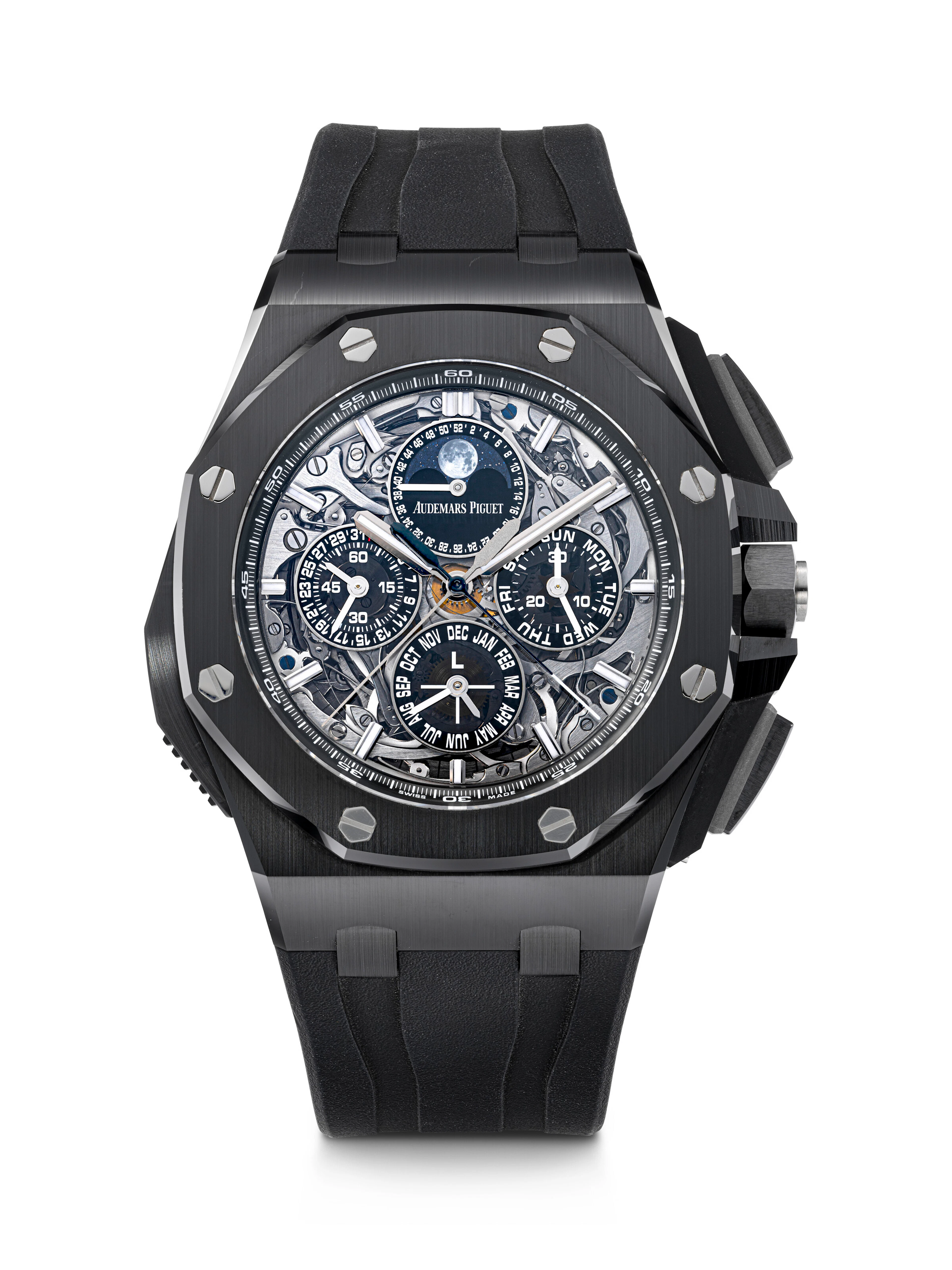 AUDEMARS PIGUET. A HIGHLY COMPLICATED AND ATTRACTIVE BLACK CERAMIC