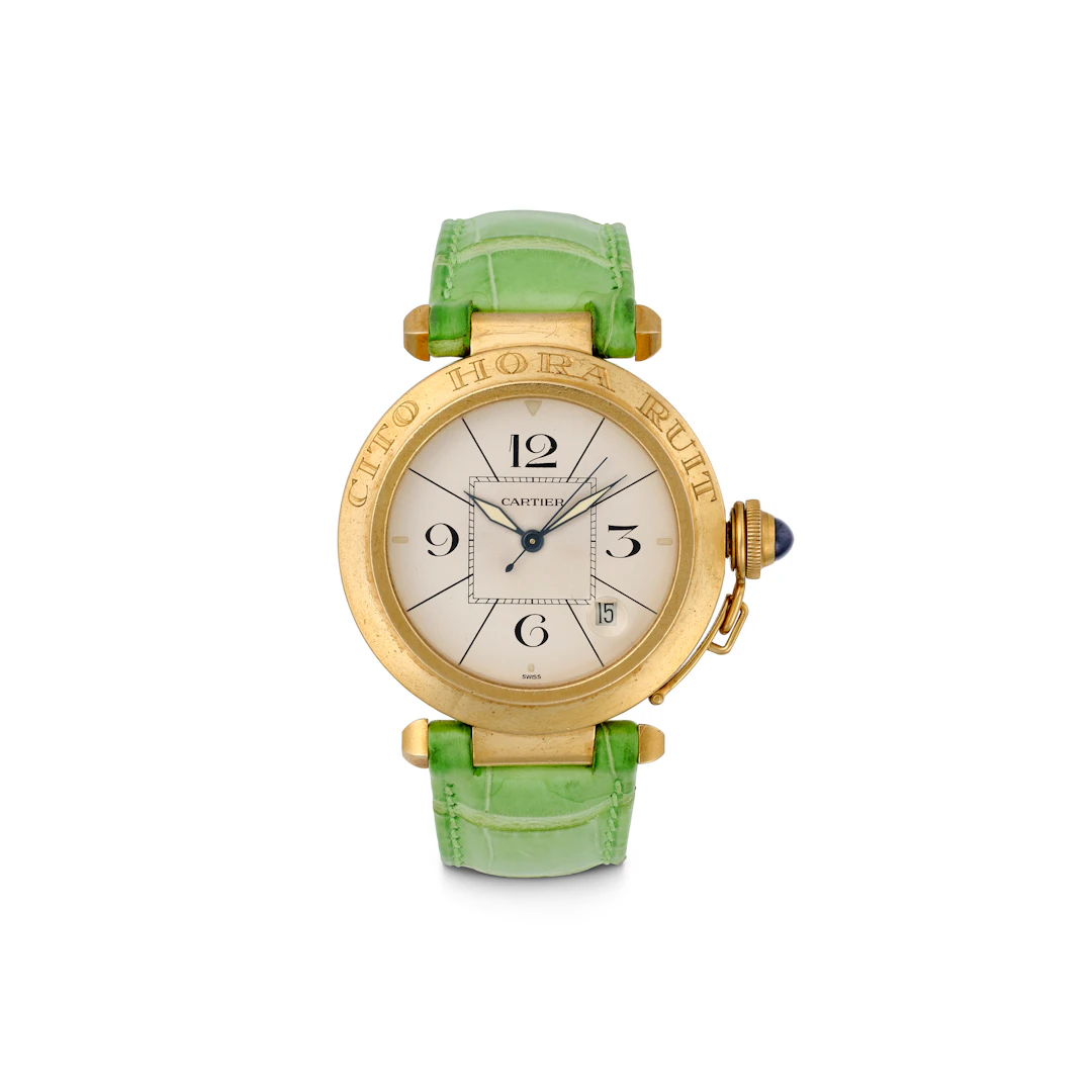 Cartier Enamel and Sapphire 'Pasha' Wristwatch