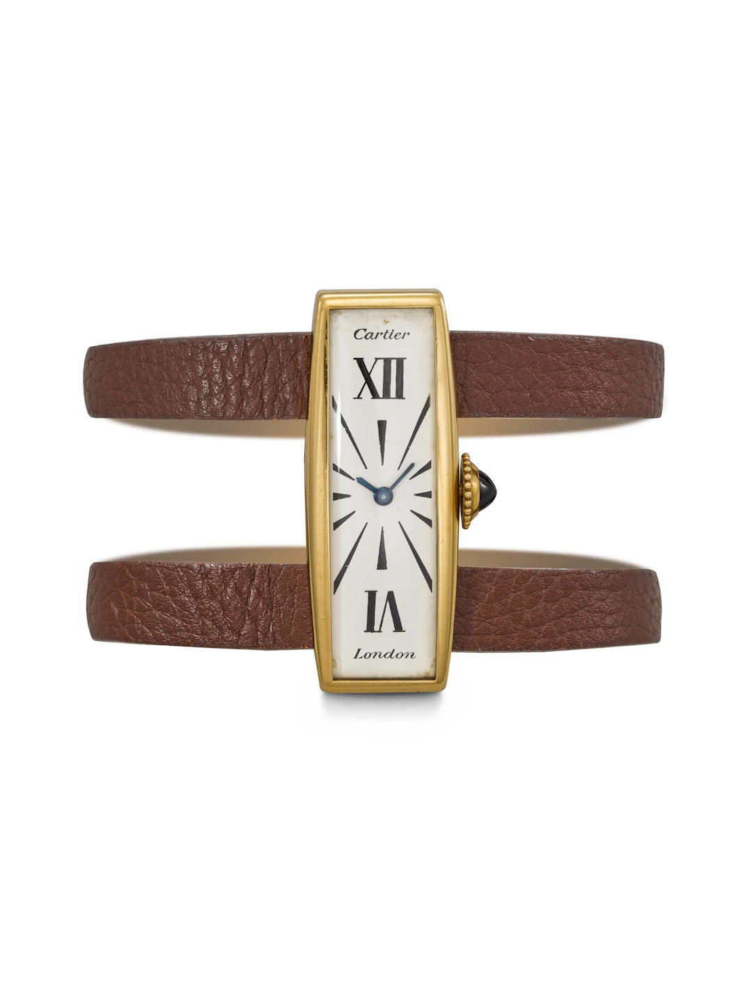 Cartier. An Exceedingly Rare and Unusual Rectangular 18K Gold Wristwatch