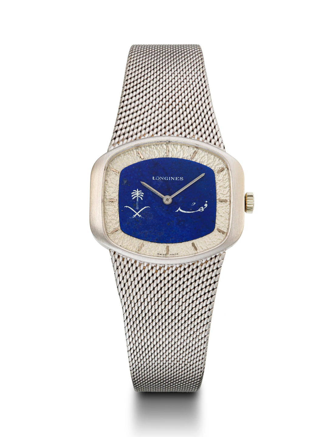 Longines. White Gold Wristwatch with Lapis Lazuli Dial, Made for King