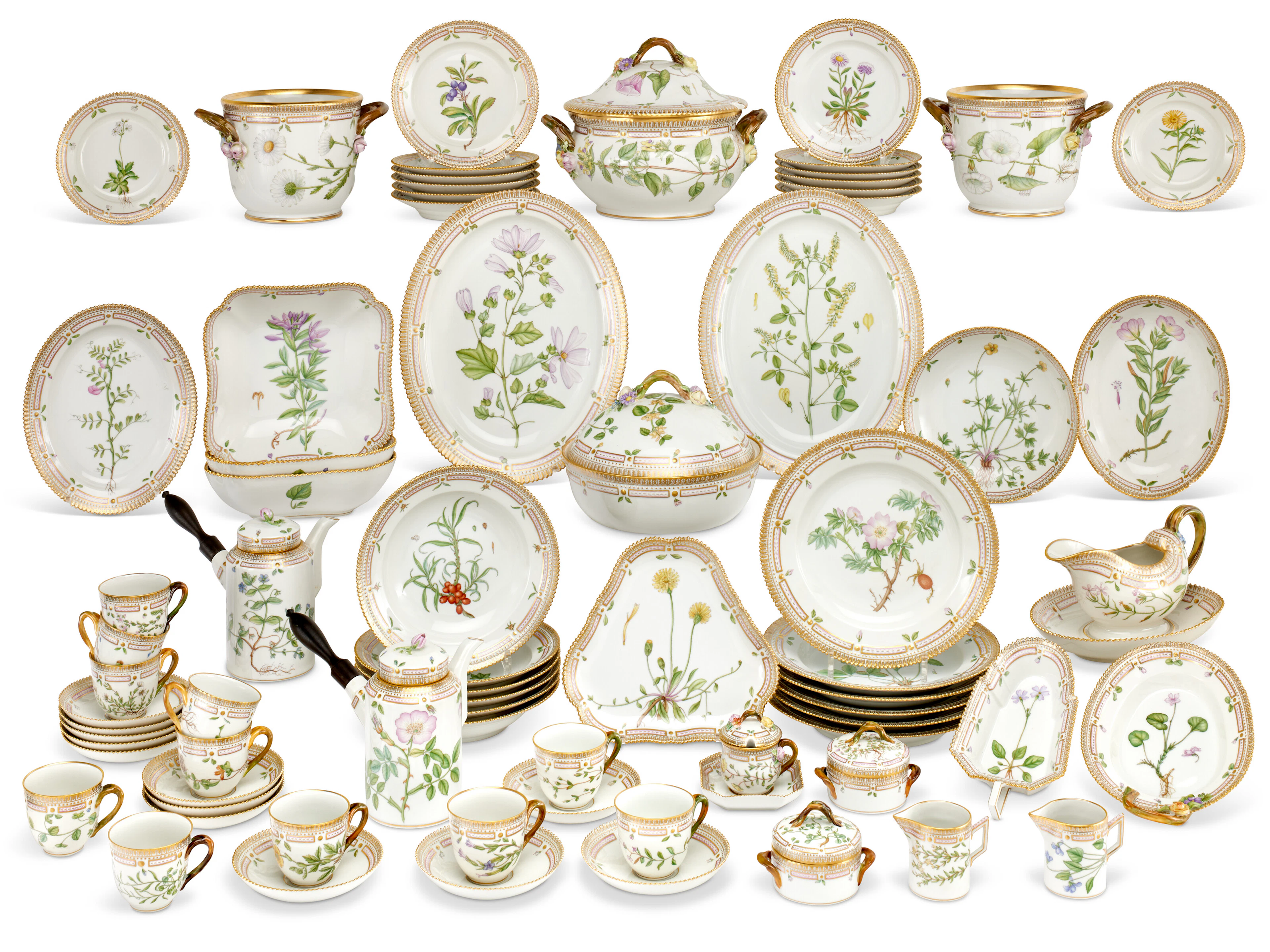 Partie De Service 'Flora Danica' En Porcelaine