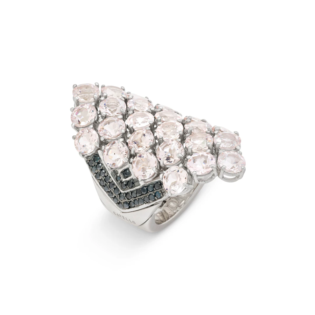 Gavello Pink Gemstone and Black Diamond Ring