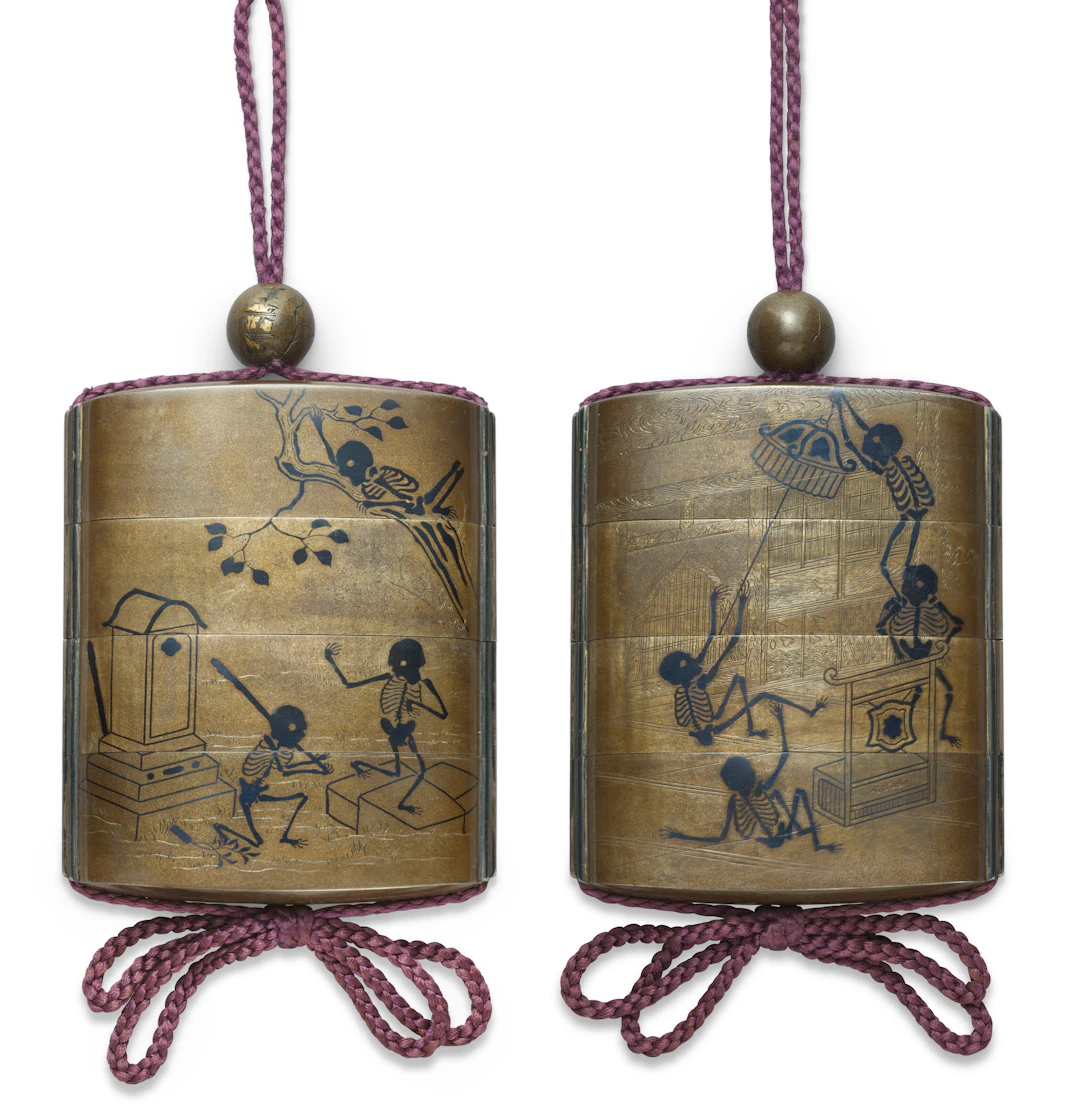 An Inlaid Silver Three-Case Inro