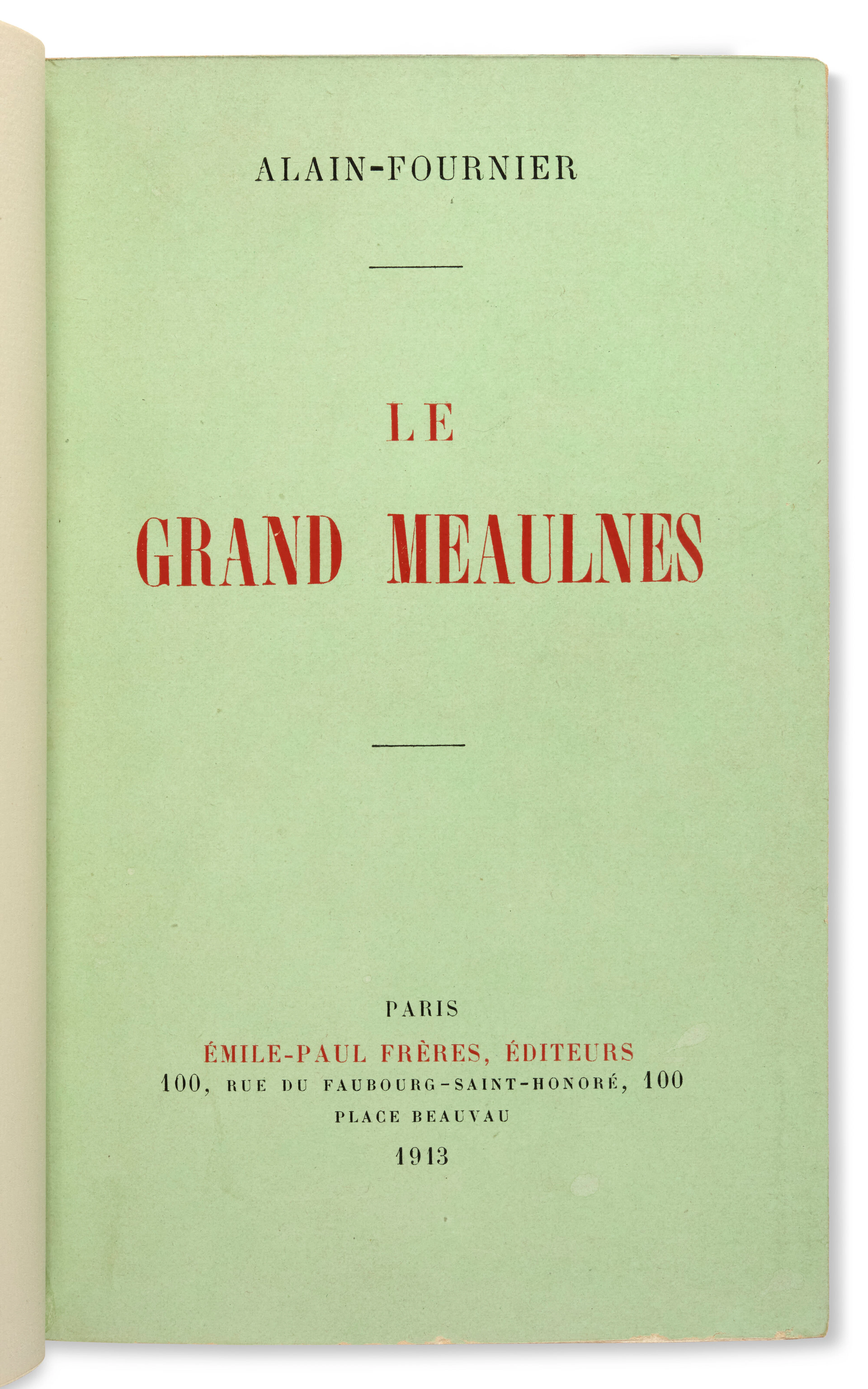 Alain-Fournier, Henri-Alban Fournier, Dit (1886-1914)