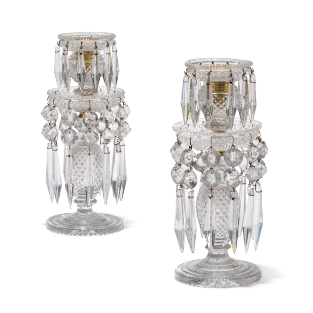 A Pair of George Iv Cut-Glass Single-Light Lustres