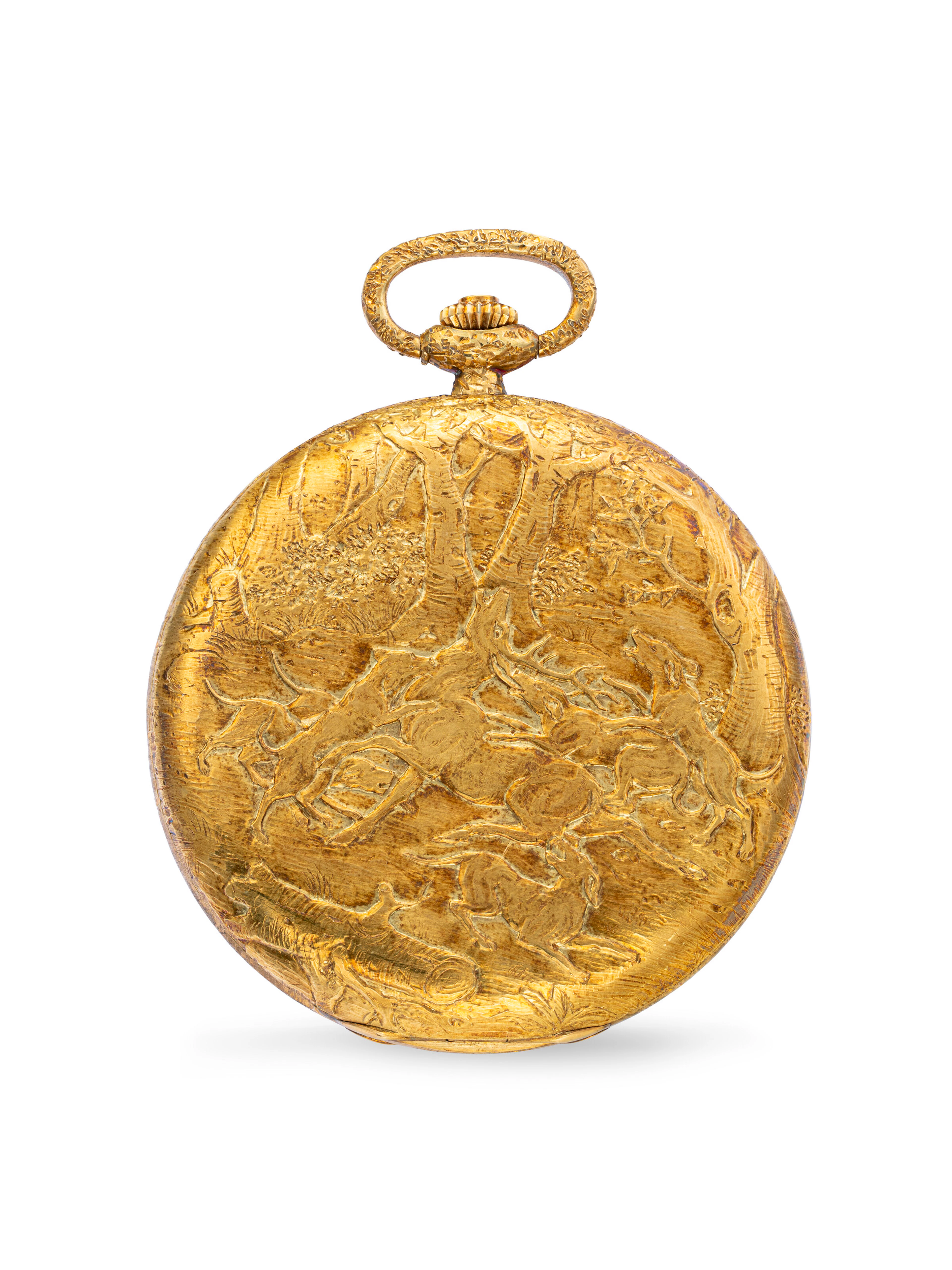 PATEK PHILIPPE. A UNIQUE AND EXCEPTIONAL 18K GOLD POCKET WATCH WITH