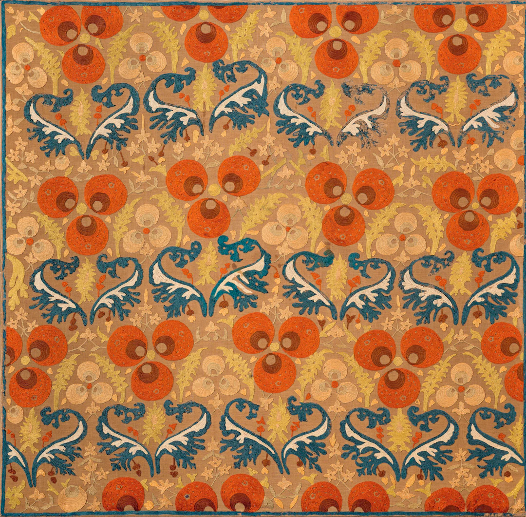 A Silk-Embroidered Linen Panel