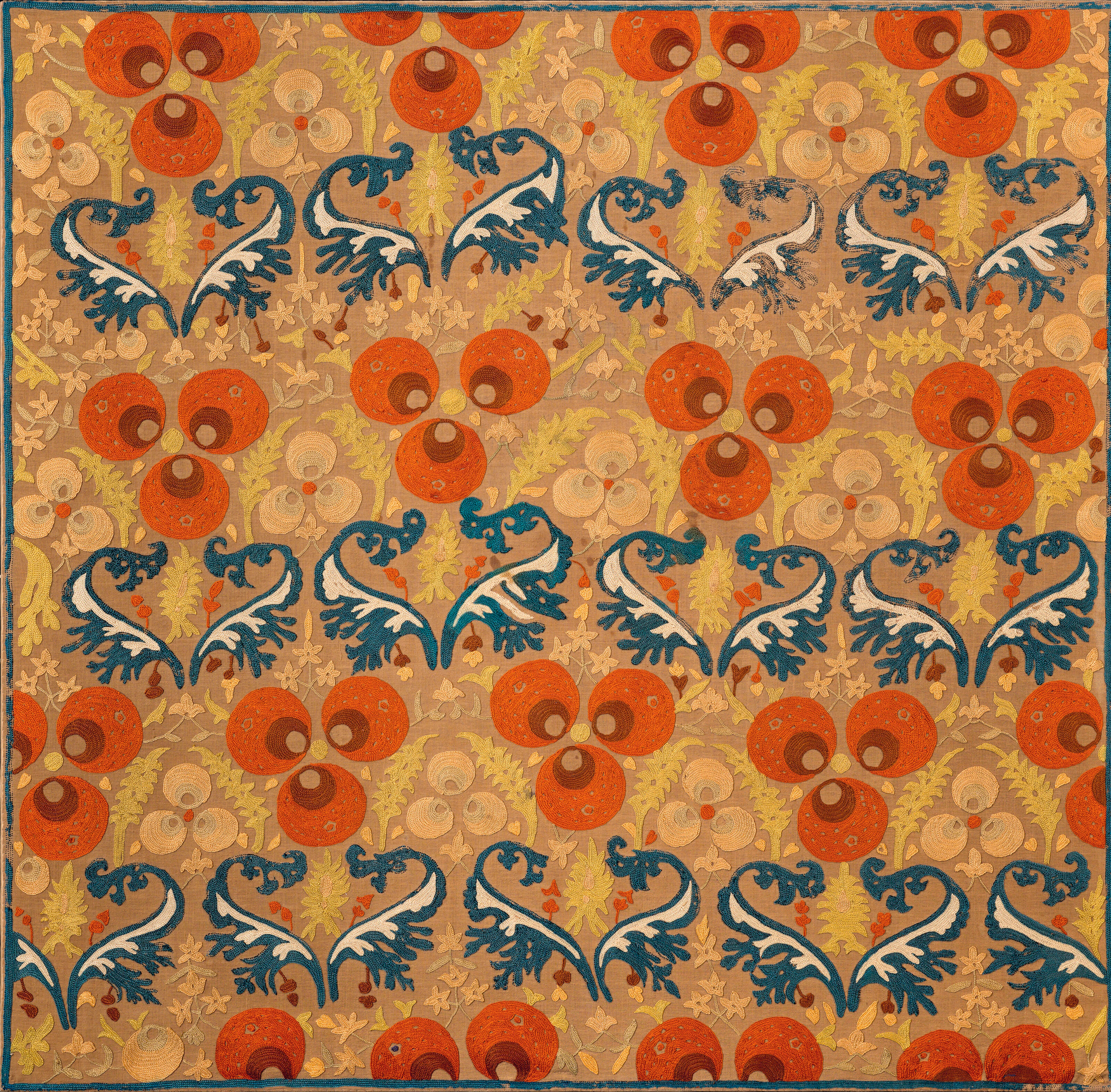 A Silk-Embroidered Linen Panel