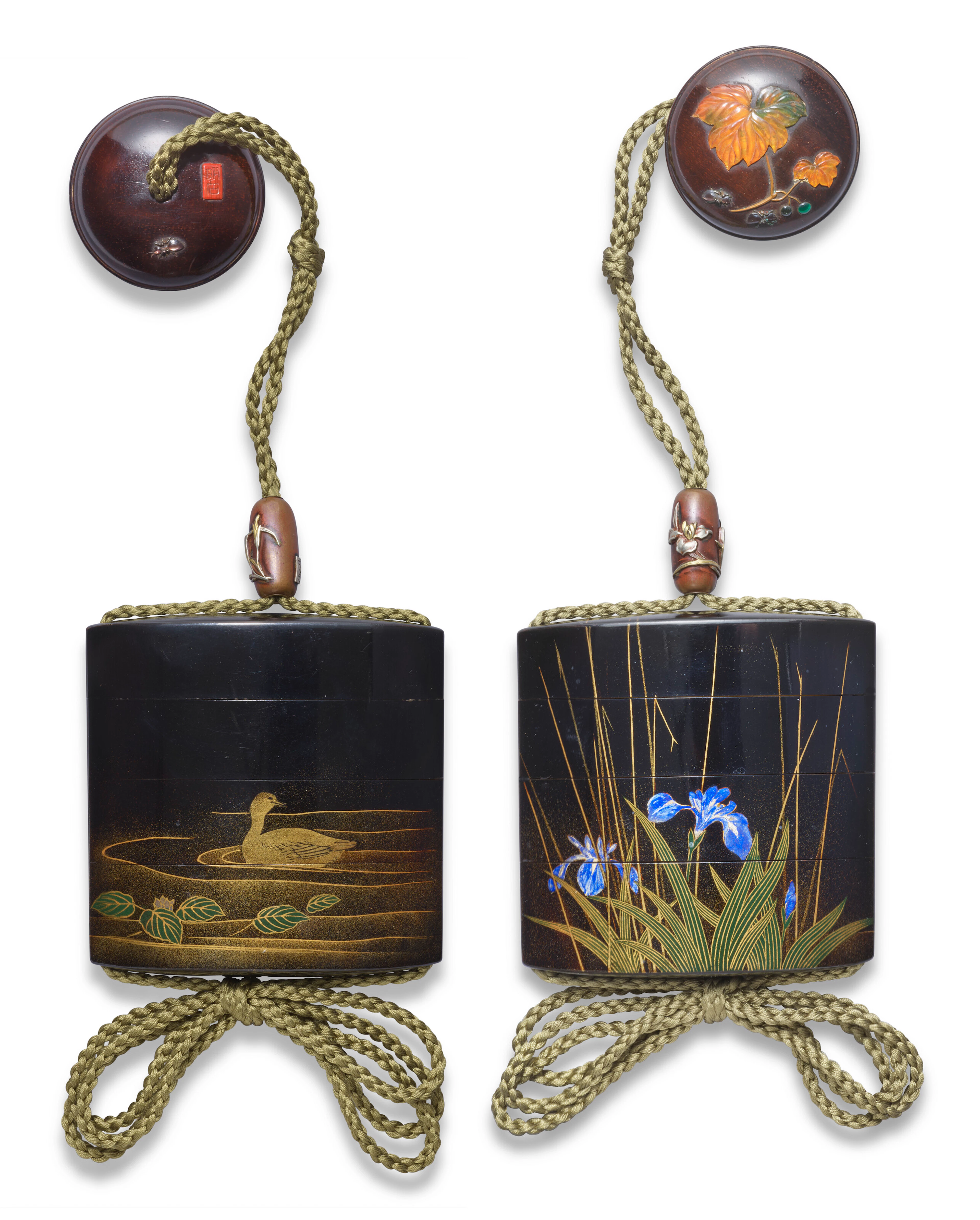 A Black Lacquer Three-Case Inro