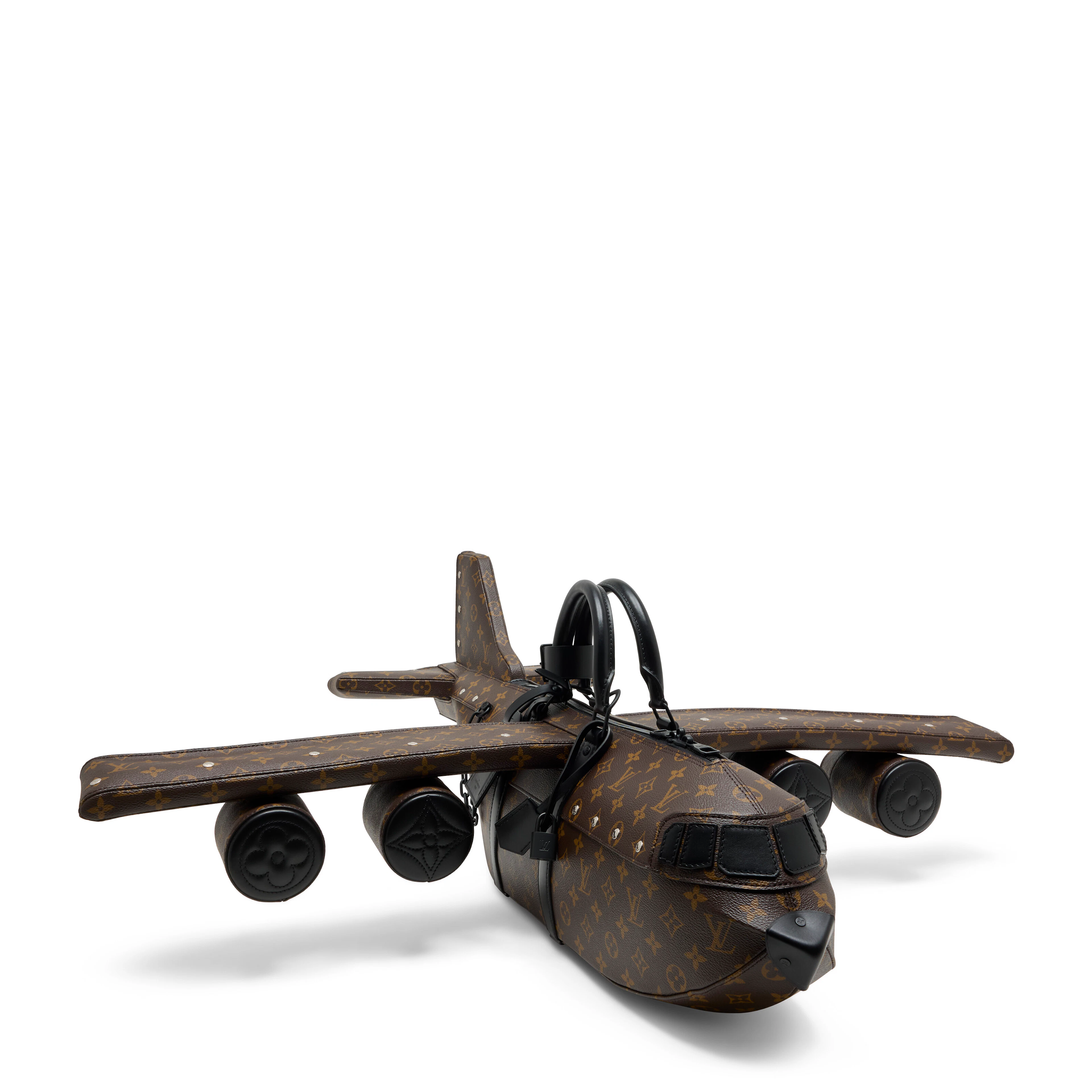 A LIMITED EDITION CLASSIC MONOGRAM CANVAS & BLACK CALFSKIN AIRPLANE-SHAPE